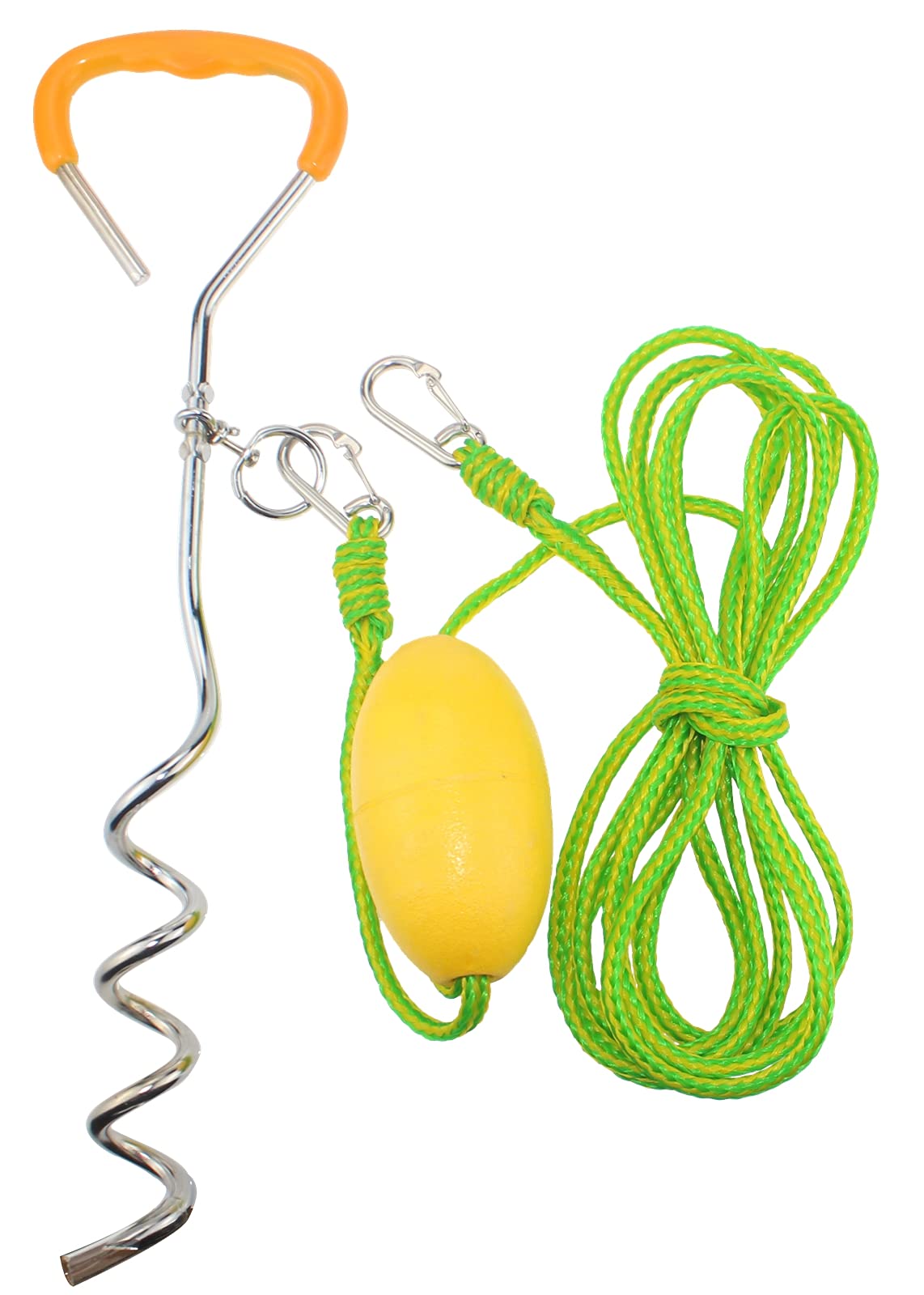 MOOCY Heavy Duty Screw Anchor System for Small Boats, PWC, Kayaks, Canoes & Stand Up Paddle Boards (SUP) | Includes 16-Ft Marine-Grade Anchor Rope, Buoy Float & Carabiner Clip | Perfect for Beach Camping, Fishing & Water Sports