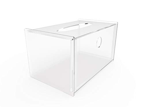 FixtureDisplays® Clear Acrylic Tissue Box Cover - Elegant Facial Tissue Dispenser & Napkin Holder for Home, Bathroom, Office | Includes Ear Loop Face Mask Storage (Model 18197) | Perfect for Countertops, Vanities & Nightstands