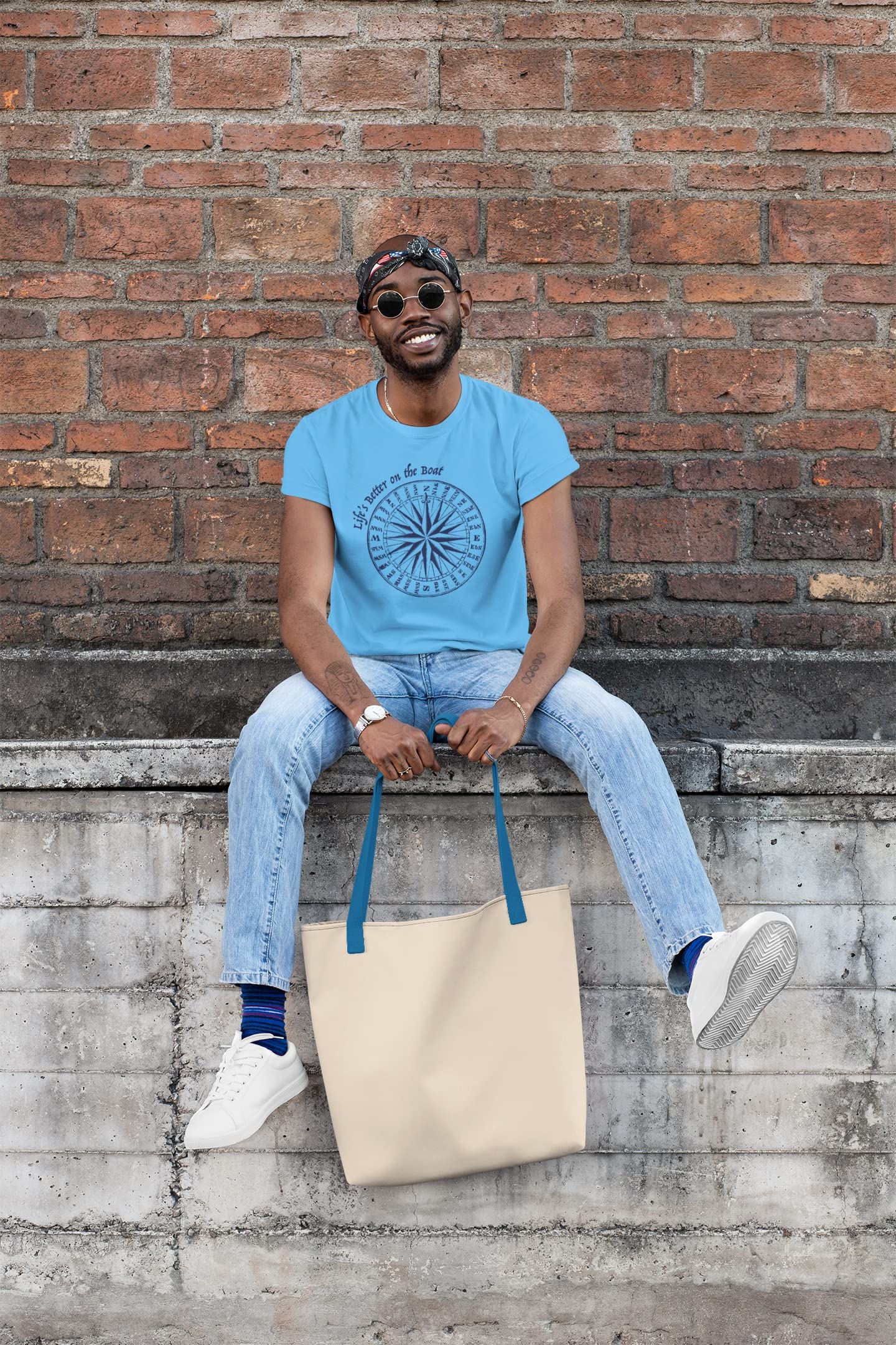 Men's Organic Cotton Boat T-Shirt - Summer Sun Life's Better on The Boat Tee for Sailing, Fishing & Beach Outfits