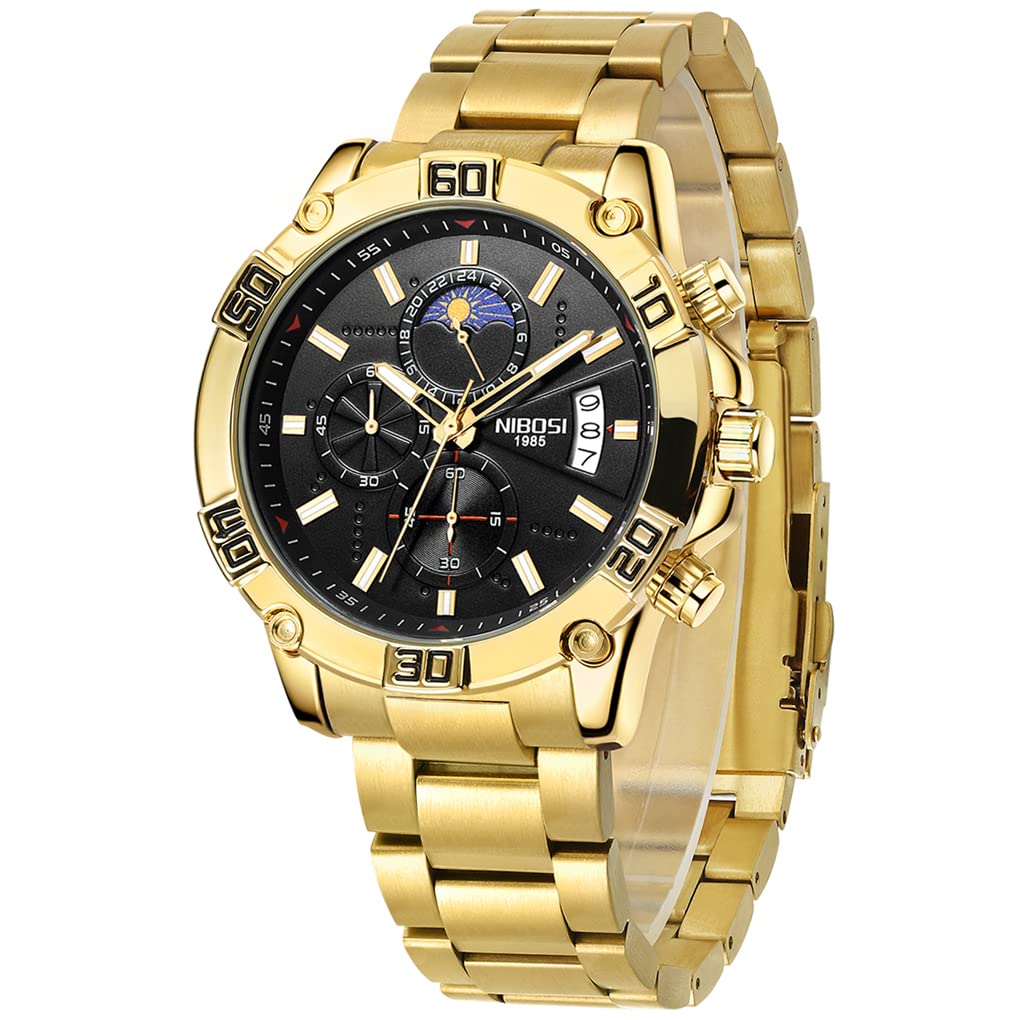 NIBOSI Luxury Men's Watch - Waterproof, Luminous, Stainless Steel for Dress & Sports