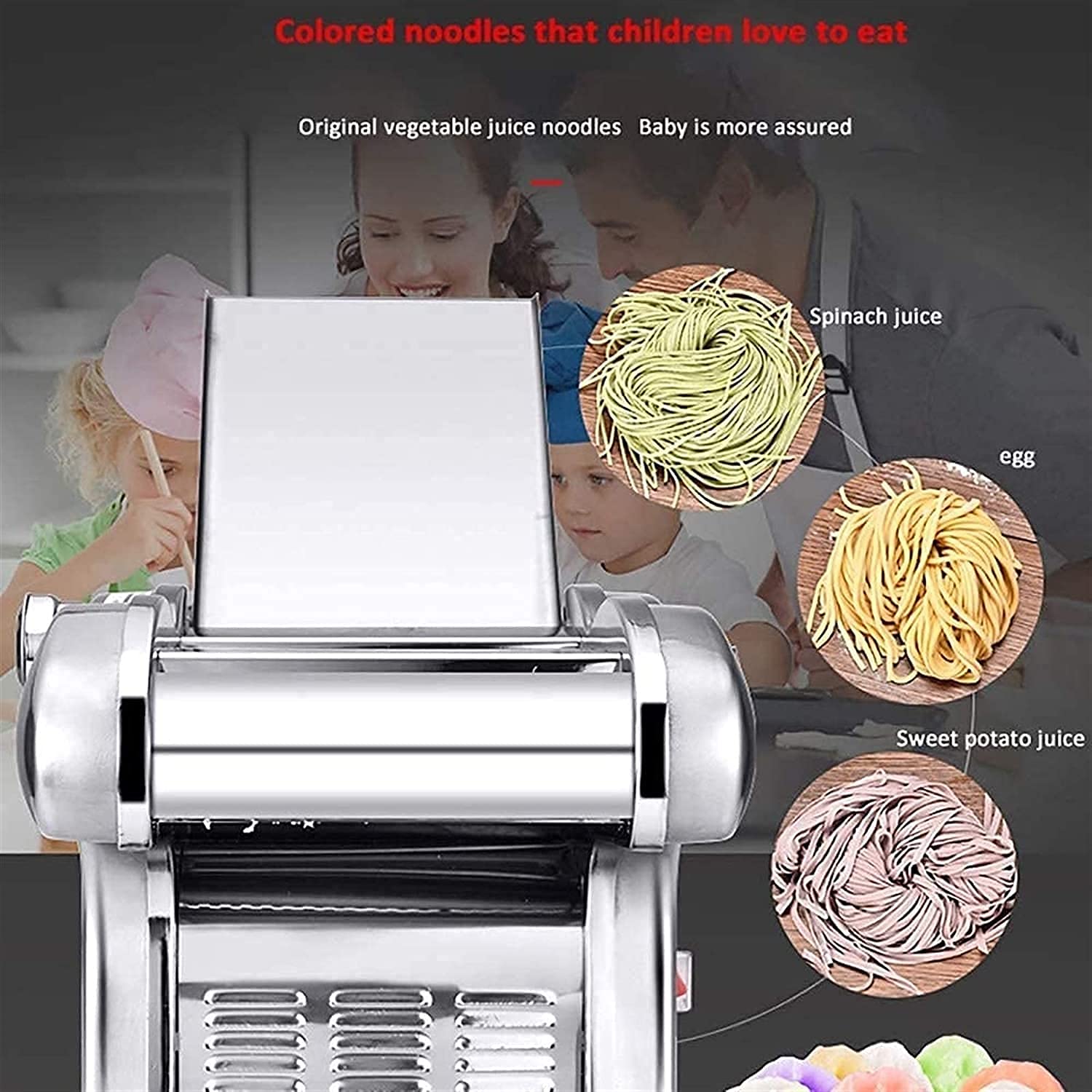 Automatic Electric Pasta Maker Machine - Stainless Steel Noodle Maker with 6 Thickness Settings & 2 Shape Dies - Perfect for Homemade Pasta, Dumplings, and Fresh Noodles - Ideal for Italian Cuisine, Family Cooking, and Restaurant Use