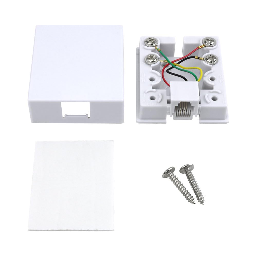 Skywalker Modular Surface Mount Phone Jack - White RJ45 Ethernet Wall Plate for Home & Office Network Installation