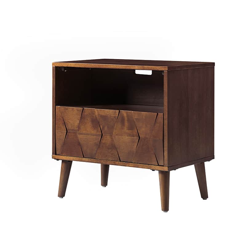 Rosalba Modern Open Shelf Nightstand with Cable Management & Hidden Drawer - Bedside Table for Bedroom, Living Room, Office - Optional Types Available