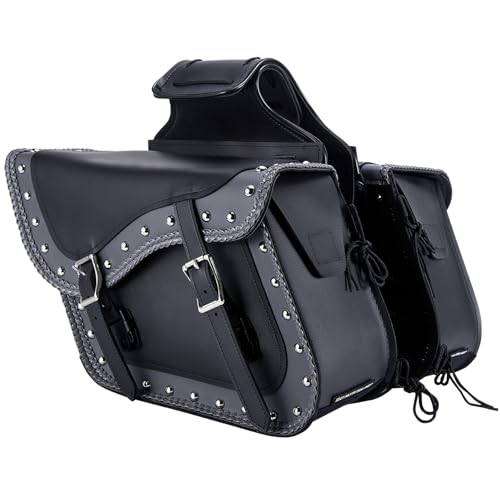 Black and Grey 39L Studded & Braided