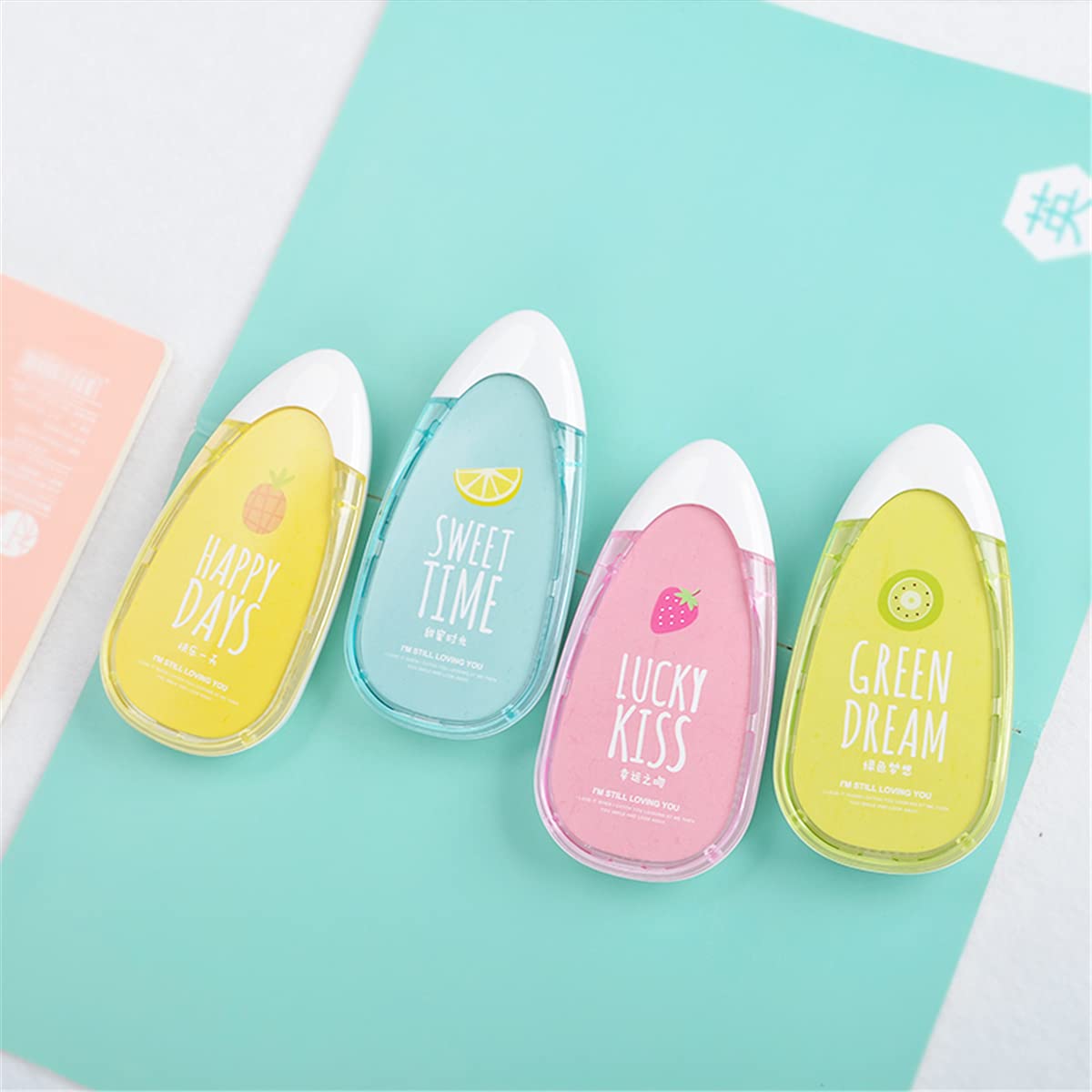 Kawaii Fruits Style Correction Tape - Fun & Cute White Out Roller for School, Office & Homework - Perfect Back to School Gift for Students (2-Pack)
