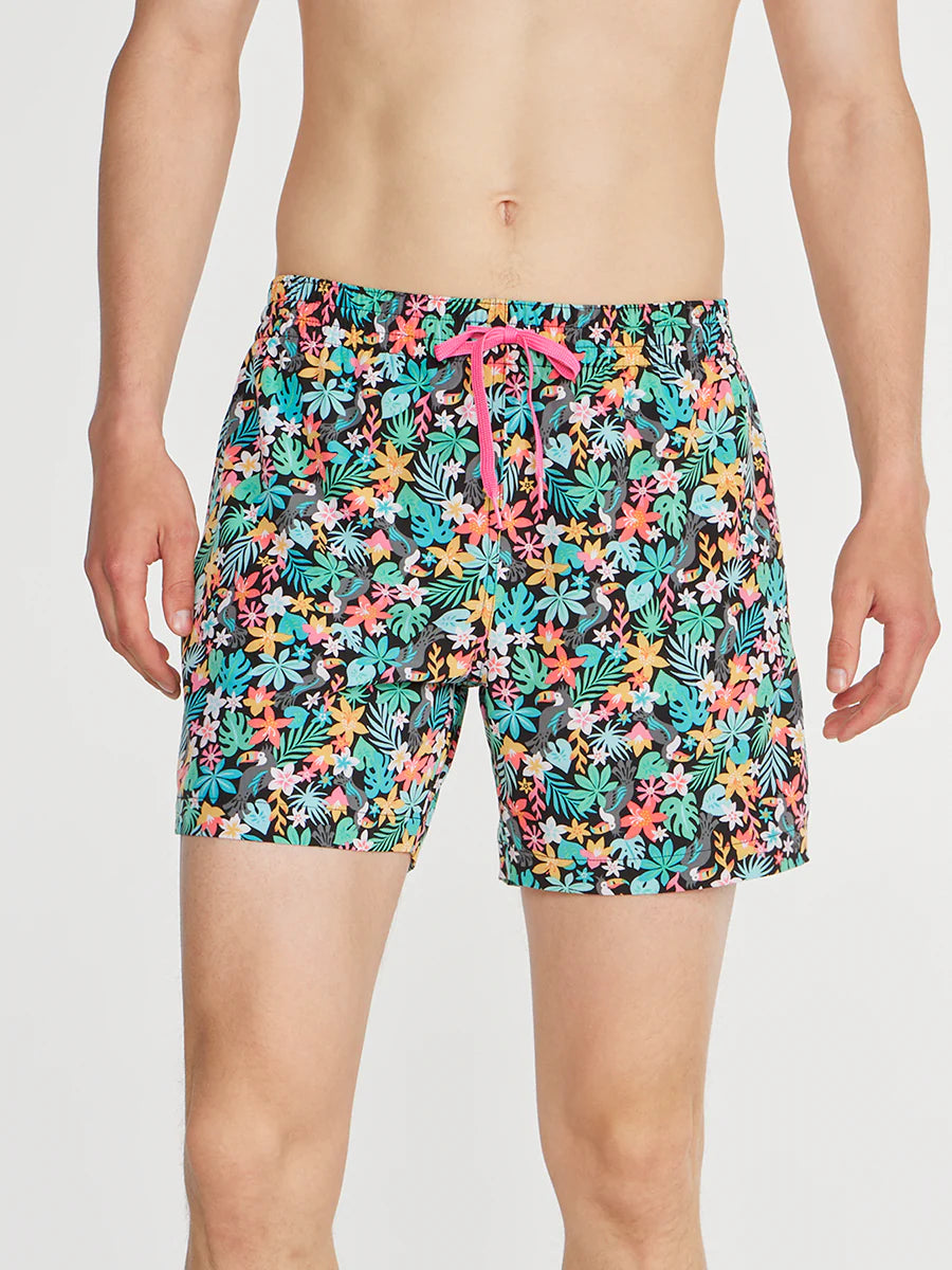 Chubbies 5.5 Inch The Bloomerangs Swim Trunks for Men - Quick Dry, Stretch Comfort - Perfect for Beach, Pool & Summer Vacations - Black