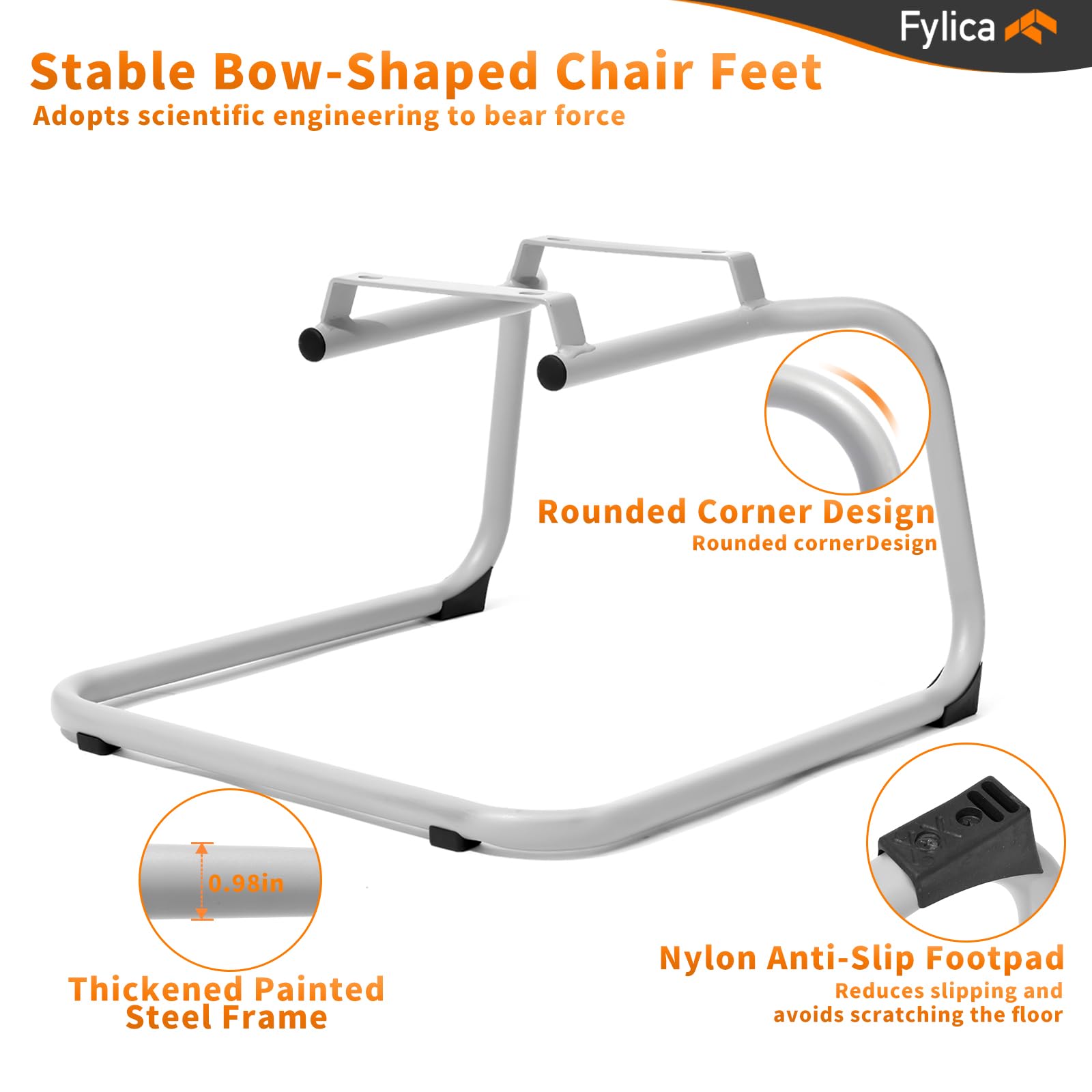 FYLICA Mesh Office Chair No Wheels - Breathable Mid Back Chair for Conference & Reception Rooms (Grey) - Ergonomic Comfort for Long Hours