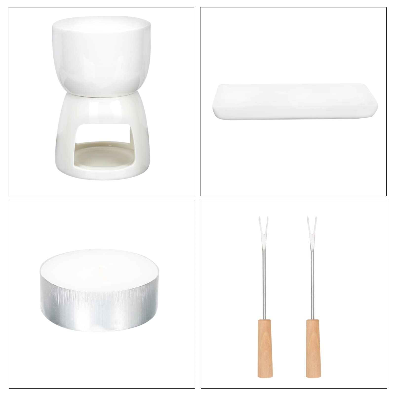 Ceramic Chocolate Fondue Pot Set - Butter Warmer & Cheese Melter for Chocolate, Ice Cream, and Cheese - Perfect for Parties, Desserts, and Family Gatherings