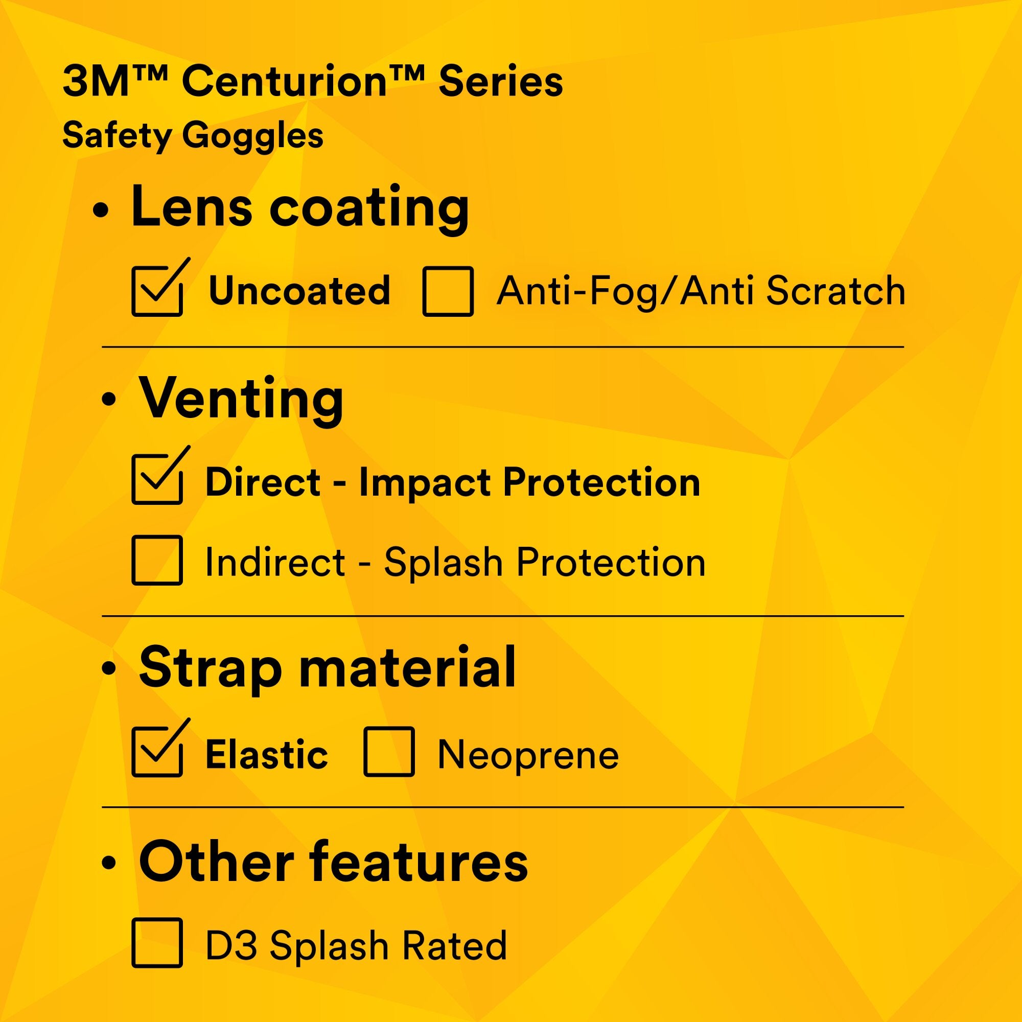 3M Centurion Impact Safety Goggles 452 40300 00000 10 - Clear Lens Protective Eyewear for Construction, Woodworking & DIY Projects - ANSI Z87.1 Certified Safety Glasses