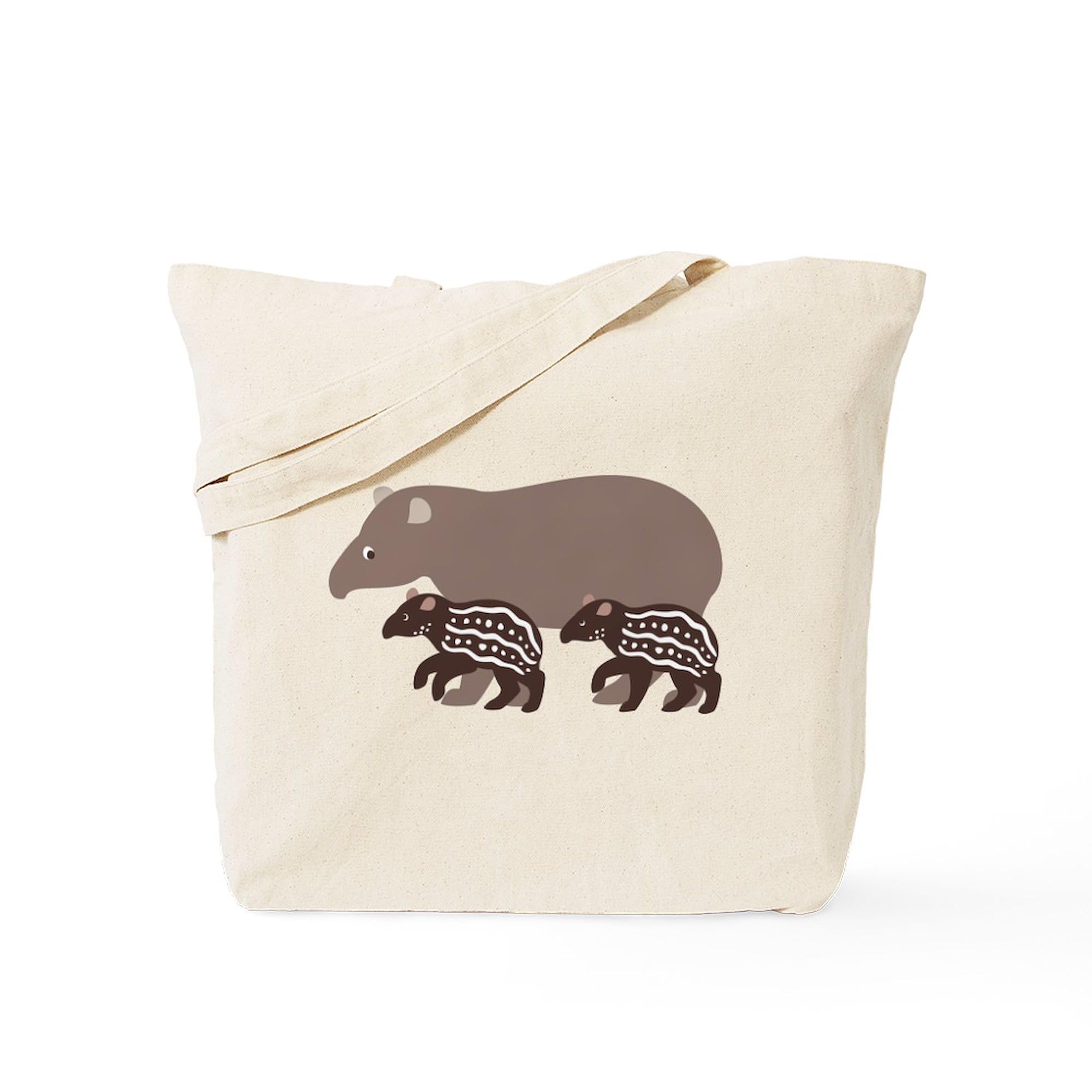 CafePress Tapir Family Natural Canvas Tote Bag - Eco-Friendly Reusable Grocery Shopping Bag for Groceries, Beach Trips & Farmers Market