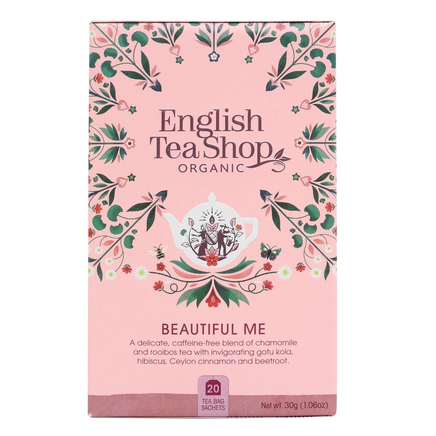English Tea Shop 20 Organic Wellness Beautiful Me Teabags - Herbal Tea for Relaxation & Self-Care - Perfect for Morning Rituals & Evening Wind Down