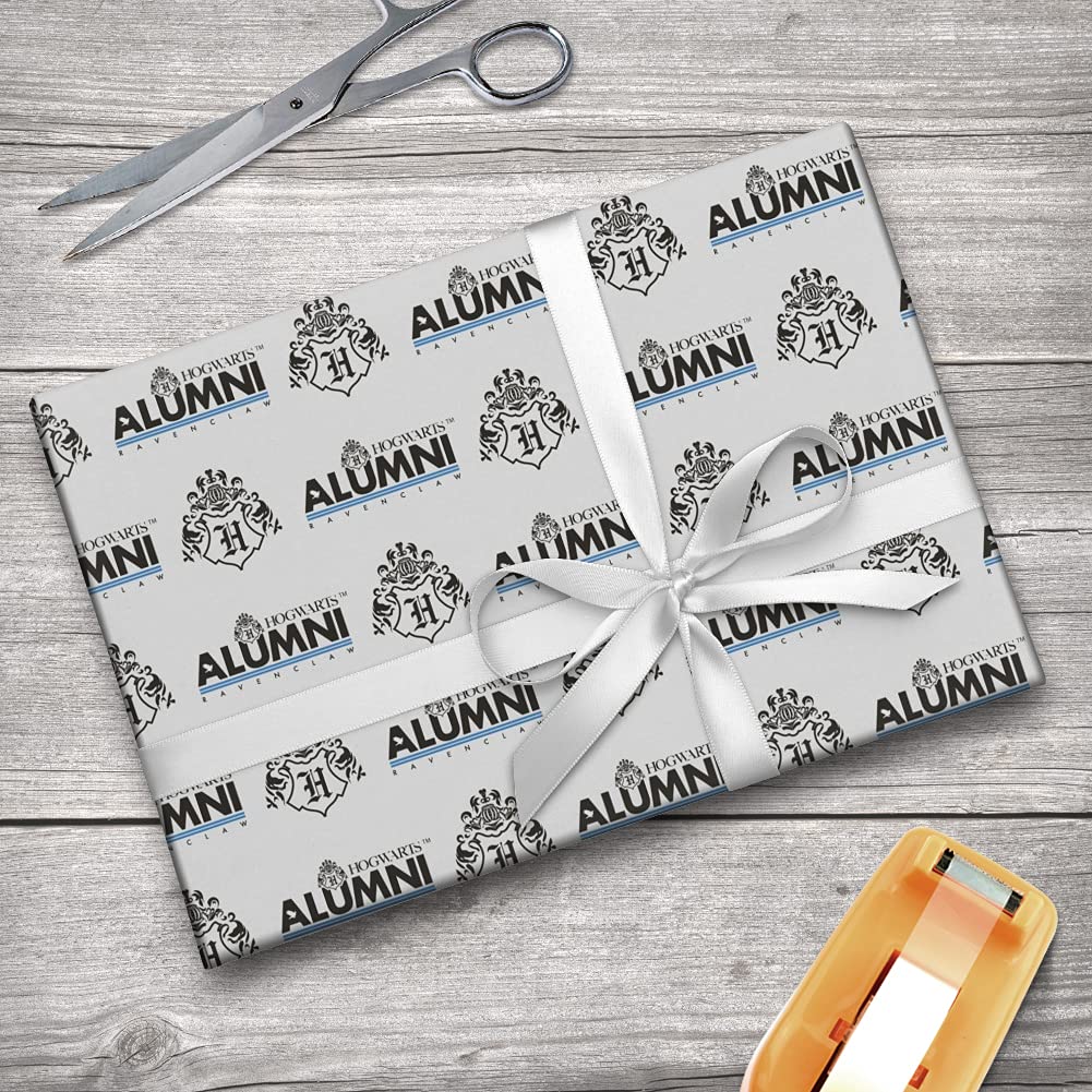 Harry Potter Ravenclaw Alumni Gift Wrap Wrapping Paper Rolls - Premium Quality, Blue & Bronze Themed, Perfect for Birthday Gifts, Christmas Presents & House Pride Decorations