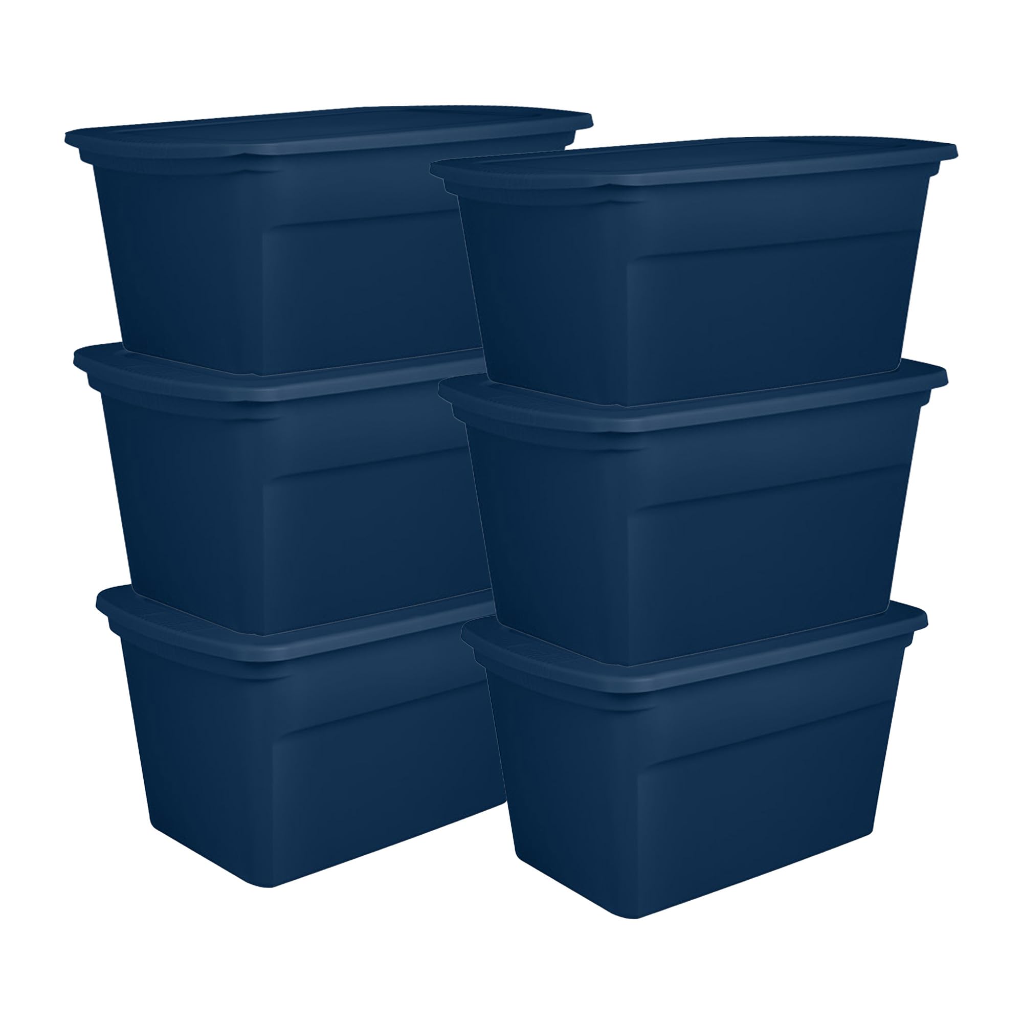 Sterilite 6-Pack Heavy Duty 30 Gallon Storage Totes with Secure Lids - Large Plastic Organizer Bins for Home, Garage & Office Organization - Blue