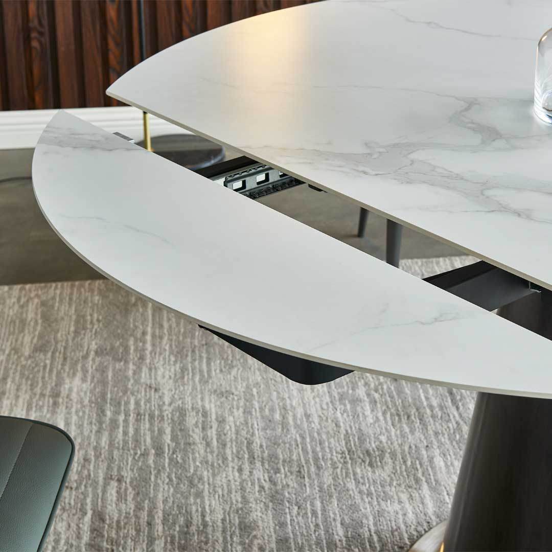 Frederica Modern Sintered Stone Extendable Dining Table - 6 to 10 Seater, Scratch & Heat Resistant - Perfect for Family Gatherings & Dinner Parties