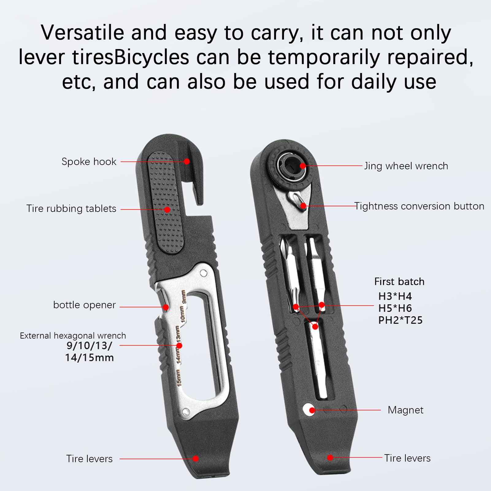 **Professional Bike Tool Kit for MTB & Road Bicycles - Includes Tire Repair Kit, Mini Ratchet Wrench, Multi Tool, Tire Levers & Ratcheting Screwdriver - Perfect for On-the-Go Repairs & Maintenance**