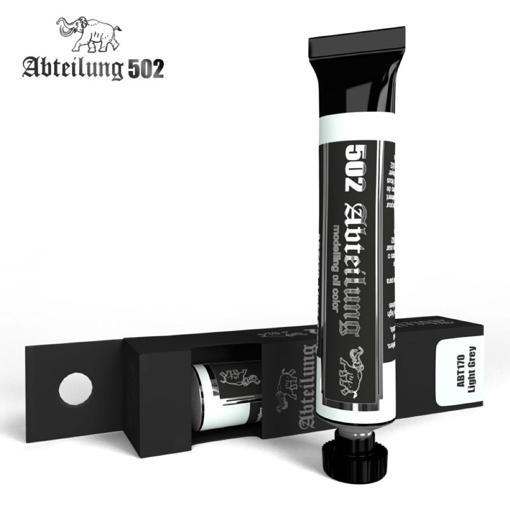 Abteilung 502 170 Light Grey Oil Paint for Miniature Models - 20mL Tube - Perfect for Warhammer, Scale Models & Figure Painting