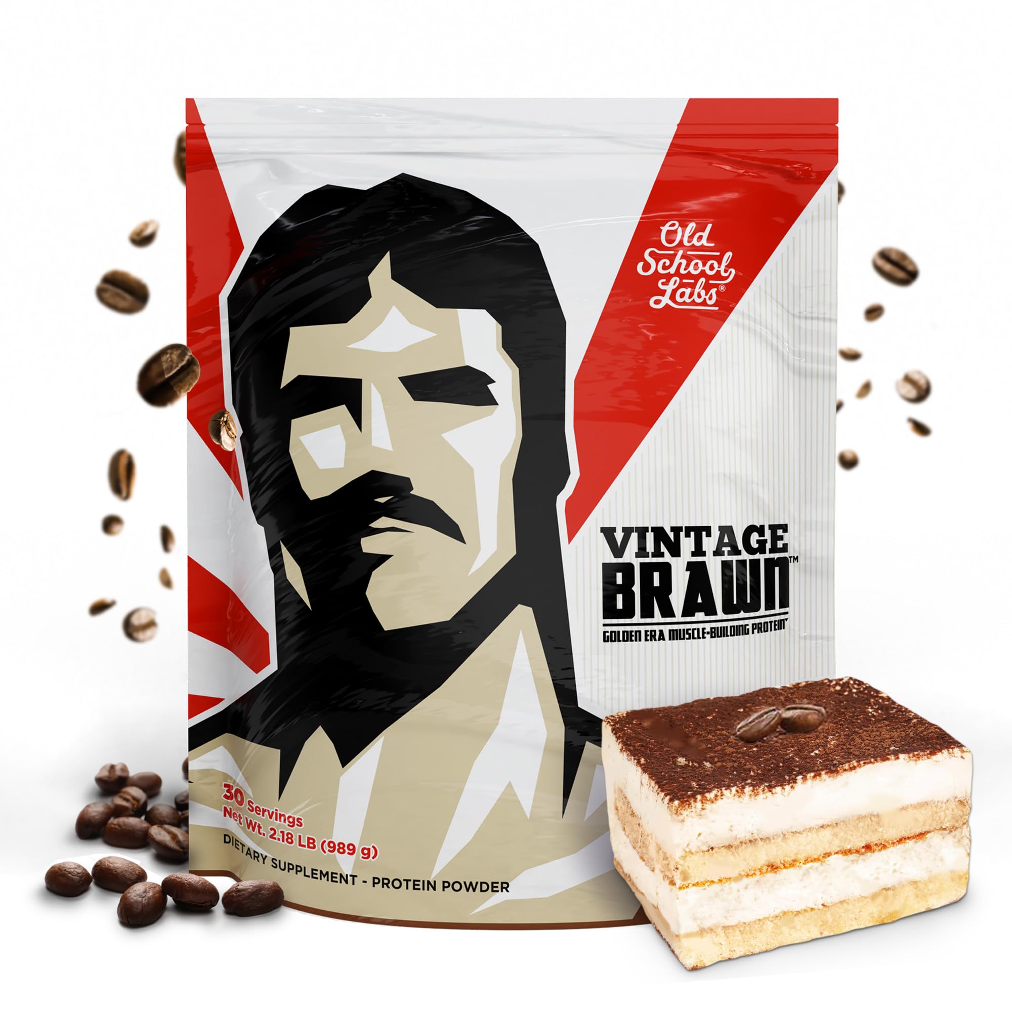 Vintage Brawn – Premium Muscle-Building Protein Powder Isolate for Men & Women – Post-Workout Recovery & Daily Protein Supplement – Egg, Milk & Beef Protein Sources – Delicious Tiramisu Flavor – 2.1 Lbs – Ideal for Gym Recovery, Muscle Growth & Healthy Lifestyle