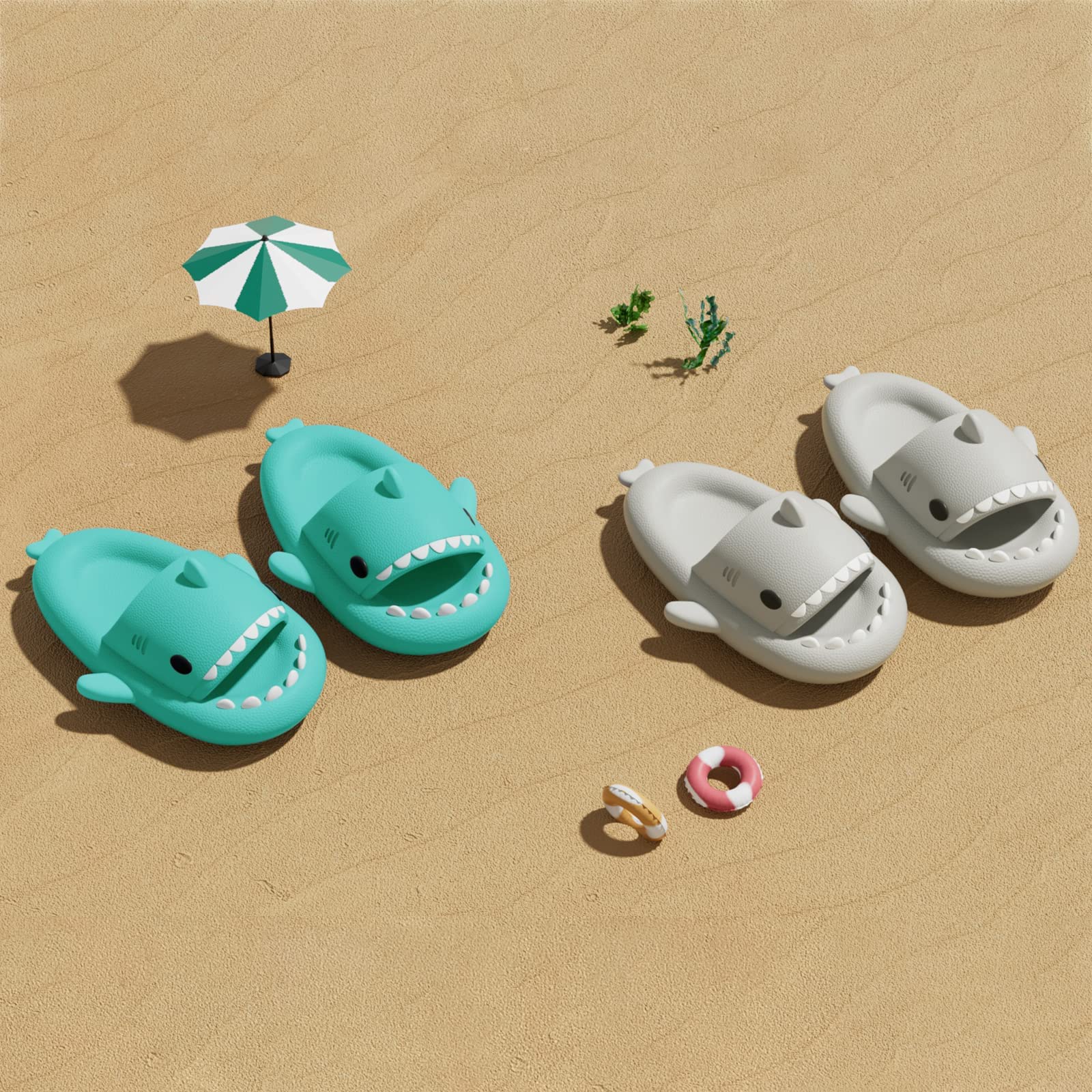 **NIBESSER Shark Slippers for Adults & Kids - Comfortable Summer Beach, Bath, Pool Slides with Thickened Non-Slip Sole - Cute Shark House Slippers for Indoor & Outdoor Use**    *(Use for lounging at home, beach vacations, poolside relaxation, or spa days!)*