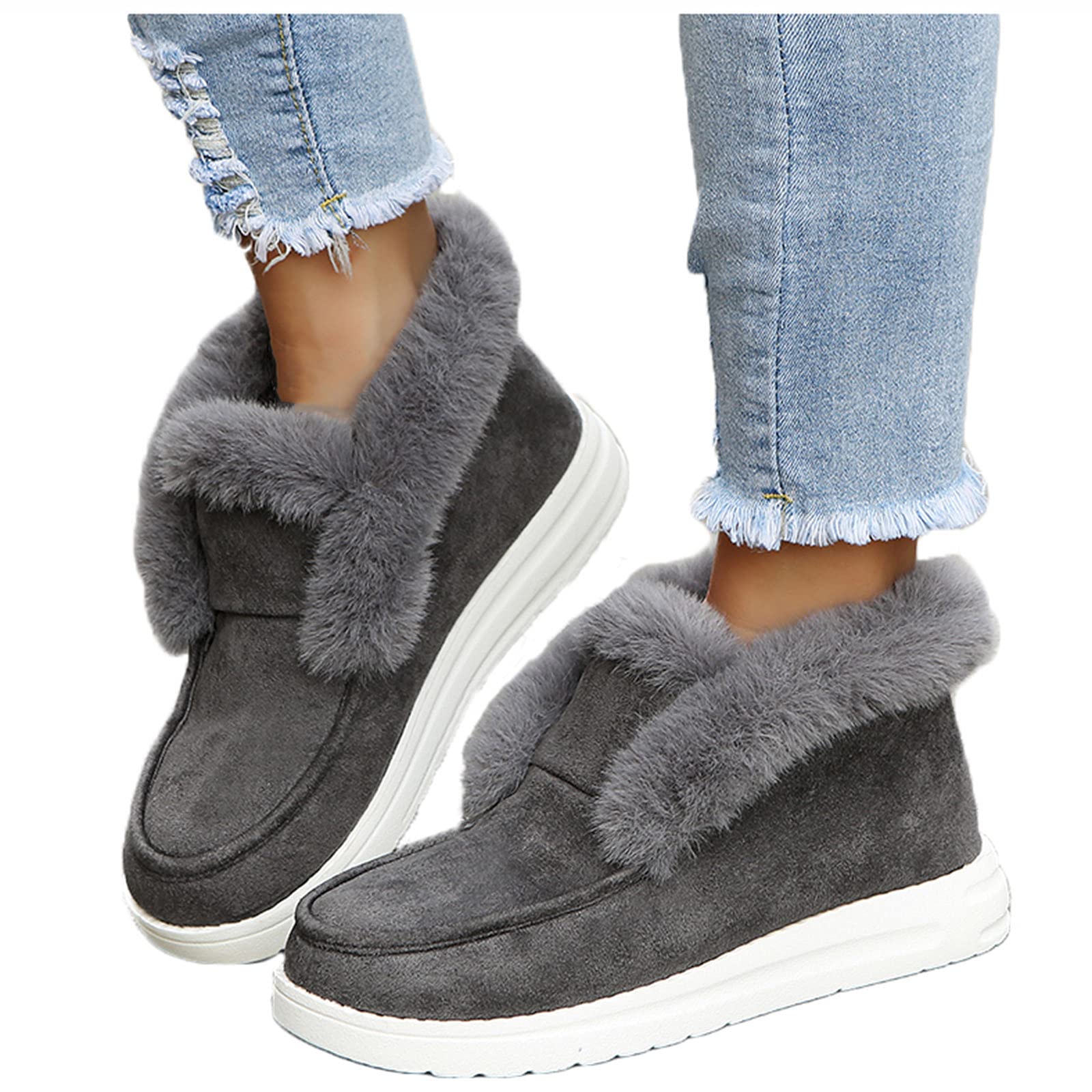 Women's Faux Fur Lined Slip-On Flats - Warm & Cozy Indoor/Outdoor Winter House Slippers with Fuzzy Lining | Perfect for Home, Office & Casual Wear