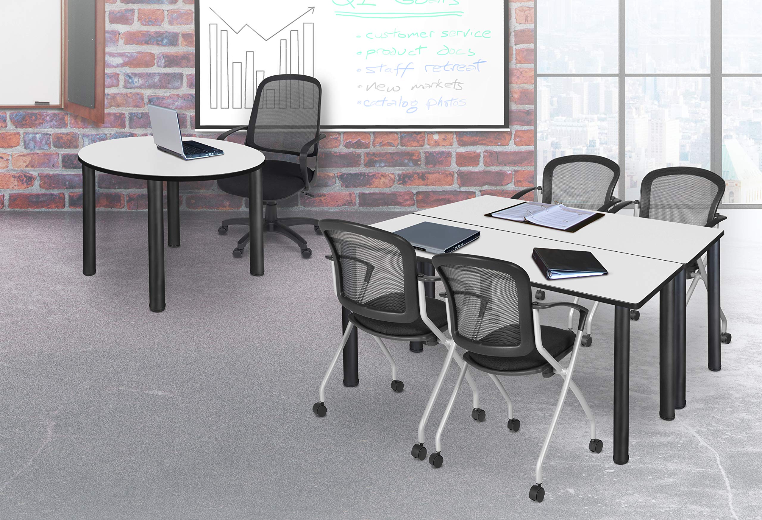 Regency Kee 66 x 24 Inch Training Seminar Table with Black Legs - Conference Room, Classroom, Office Meeting & Event Furniture