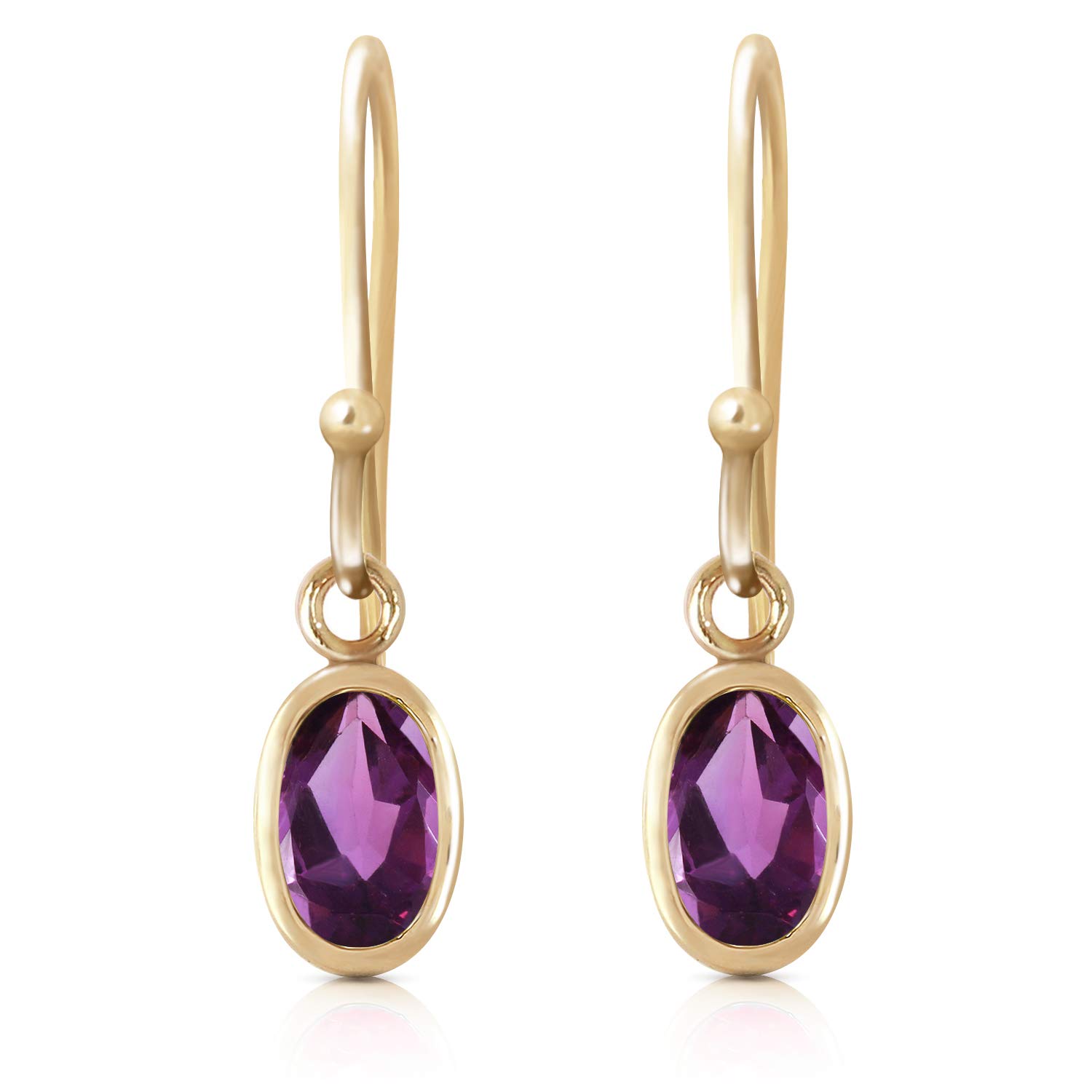 14K Solid Yellow Gold Amethyst Earrings - 1 CTW Purple Gemstone Stud Earrings for Women | Elegant Jewelry Gift for Birthday, Anniversary & Special Occasions