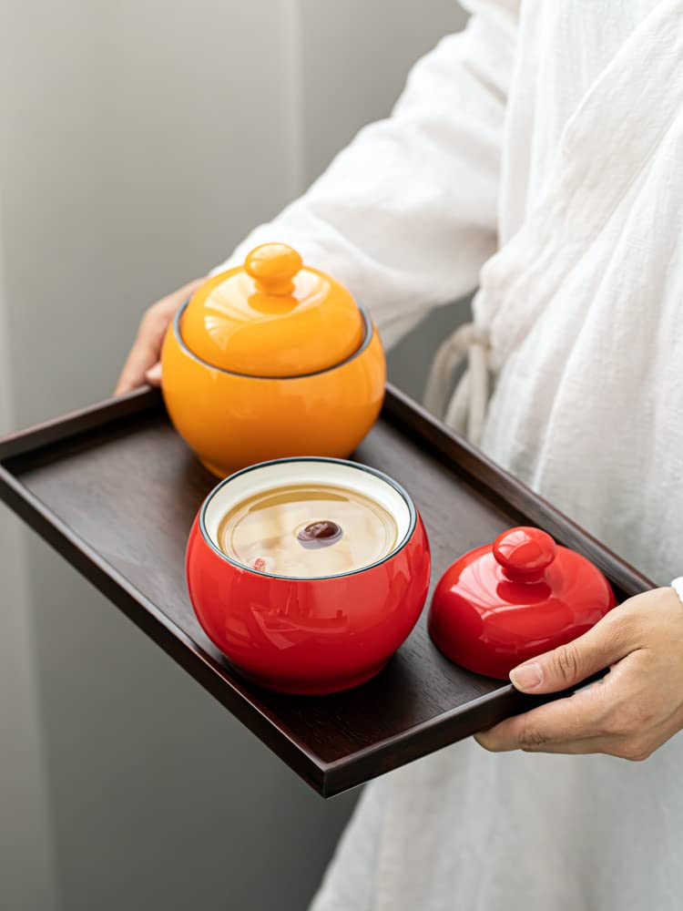 Colorful Ceramic Sugar Bowl with Lid - Spice Jar & Seasoning Pot for Baking, Cooking & Kitchen Storage