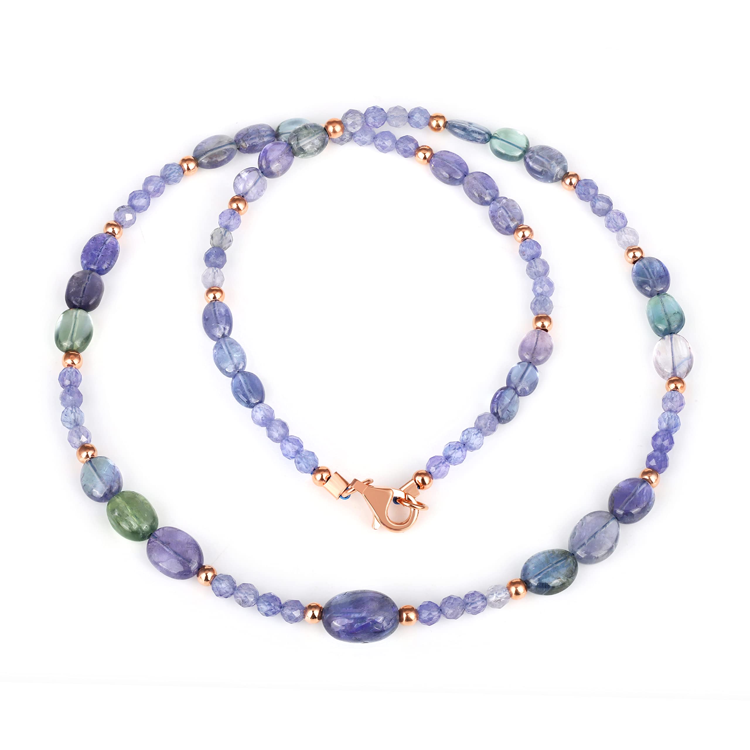 Tanzanite Gemstone Beaded Necklace for Women - Handmade Dainty Faceted Smooth Multicolor Natural Stone Chain Jewelry (45cm) | Perfect for Weddings, Parties & Everyday Elegance