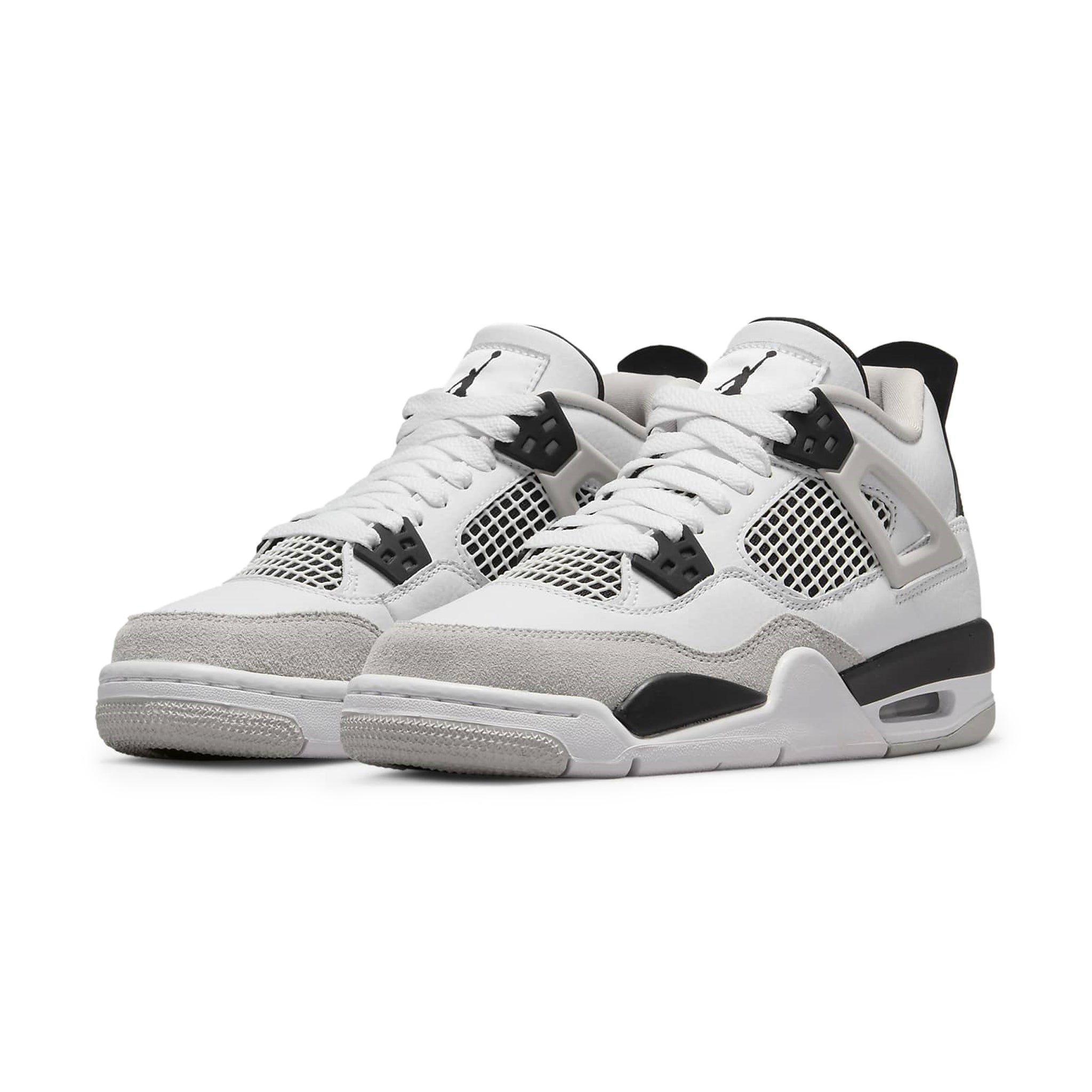 Air Jordan 4 Retro Military Black Sneakers for Girls (GS) - Stylish Basketball Shoes for School, Sports & Casual Wear