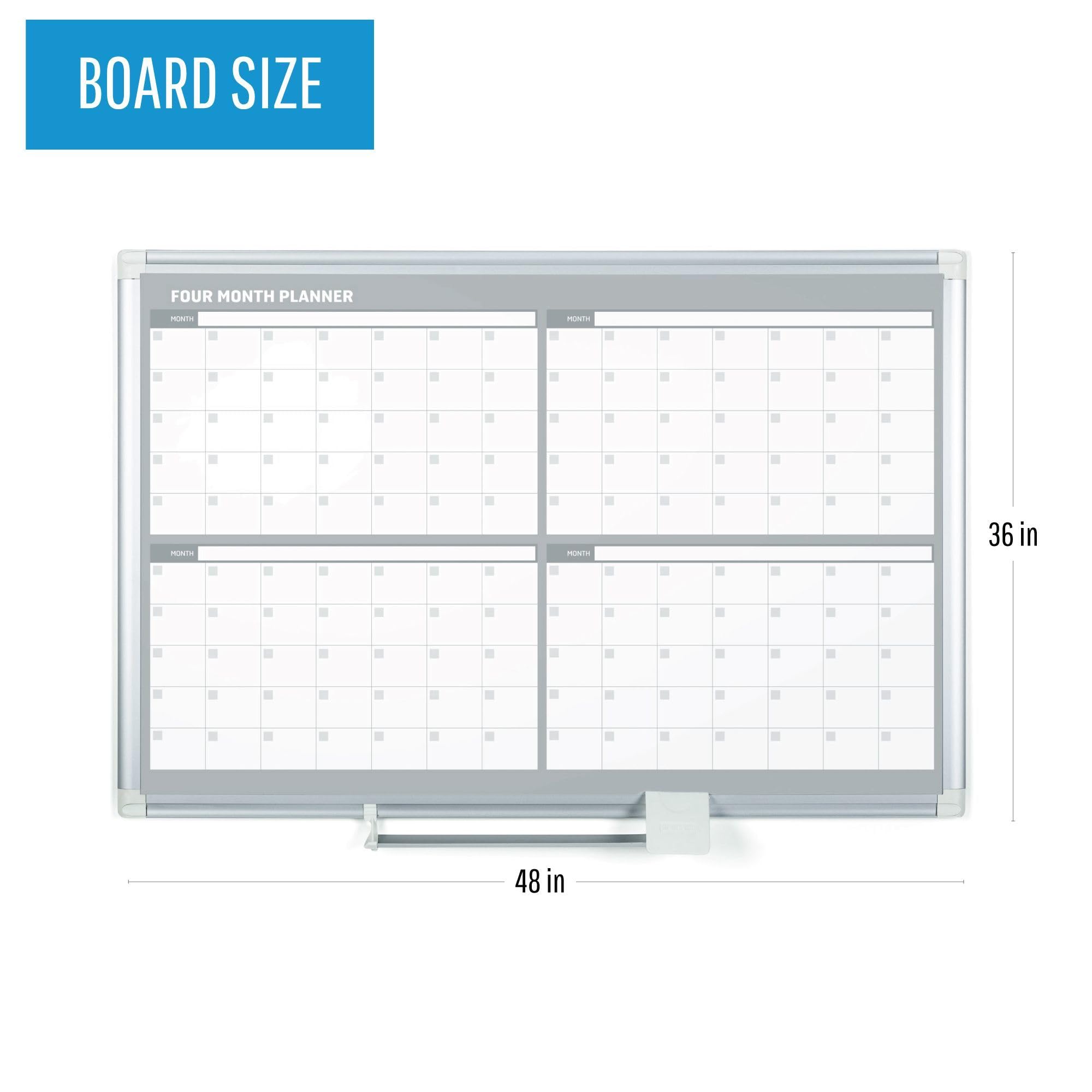 MasterVision Magnetic Dry Erase 4-Month Whiteboard Planner - 36