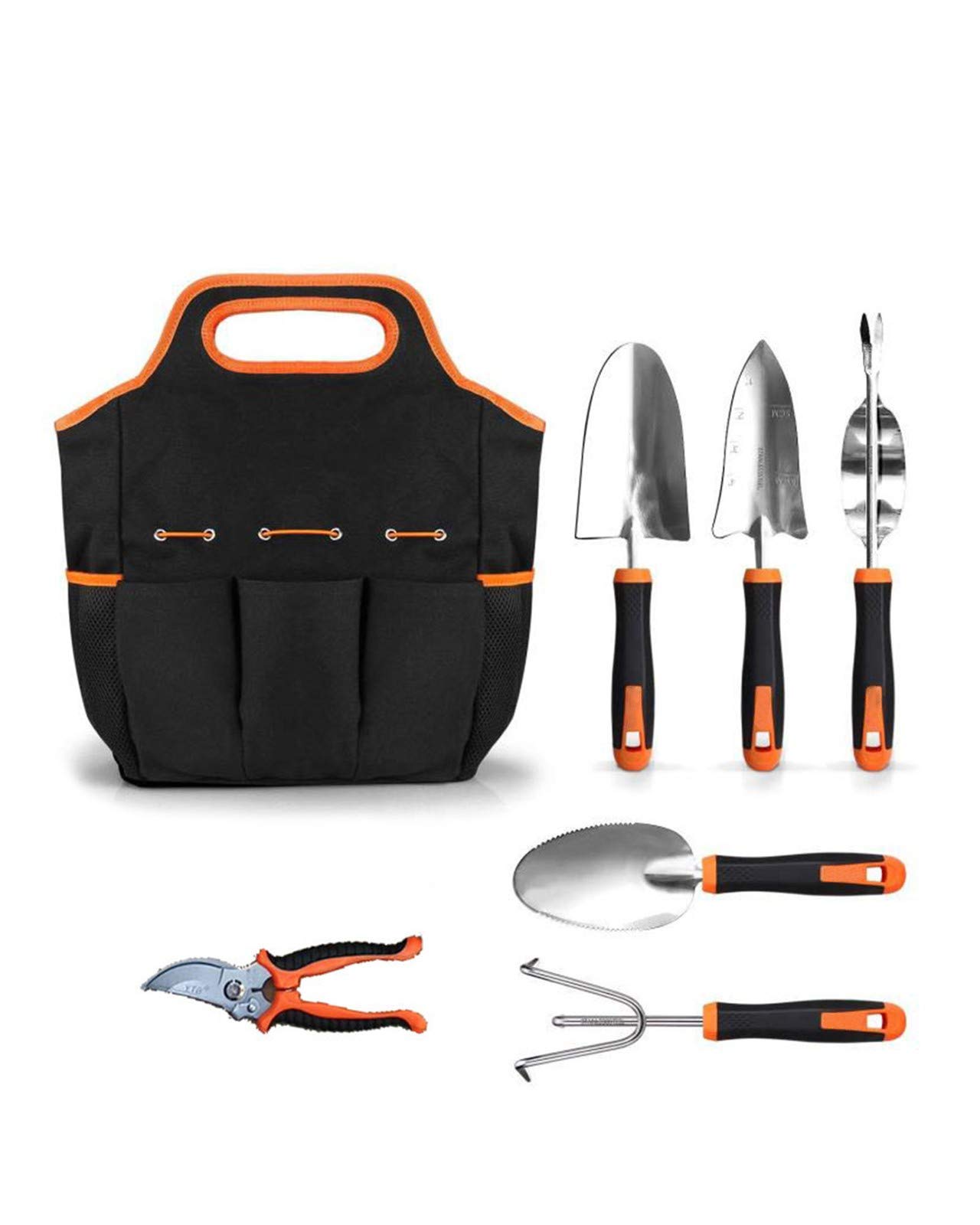 Premium 6-Piece Stainless Steel Garden Tools Set with Non-Slip Rubber Grips & Storage Tote Bag - Ideal Gardening Gifts for Men & Women - Perfect for Planting, Weeding, and Outdoor Yard Work