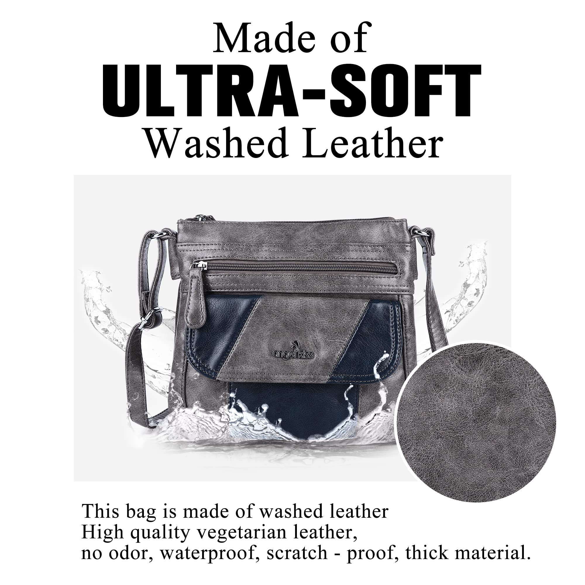 Angelkiss Small Leather Crossbody Bag for Women - Adjustable Shoulder Strap Hobo Purse - Perfect for Daily Use, Travel & Shopping