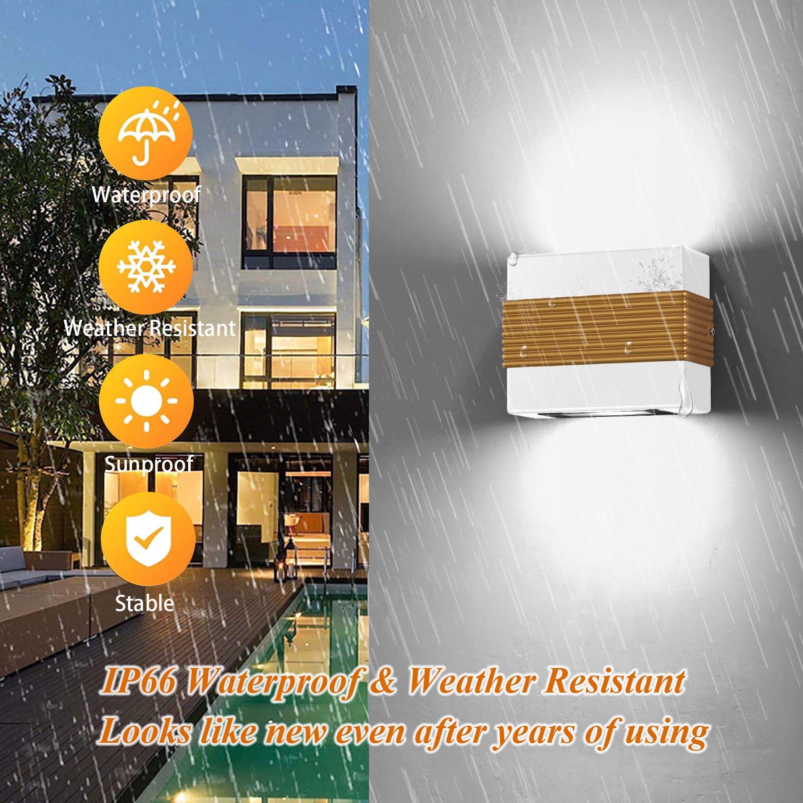 Kawell Modern LED Wall Sconces - 10W Up Down Wall Light Fixture for Indoor & Outdoor Use - Bedroom, Living Room, Stairs, Porch Lighting - Energy Efficient Cold White LED Wall Lamp for Hallway & Home Decor