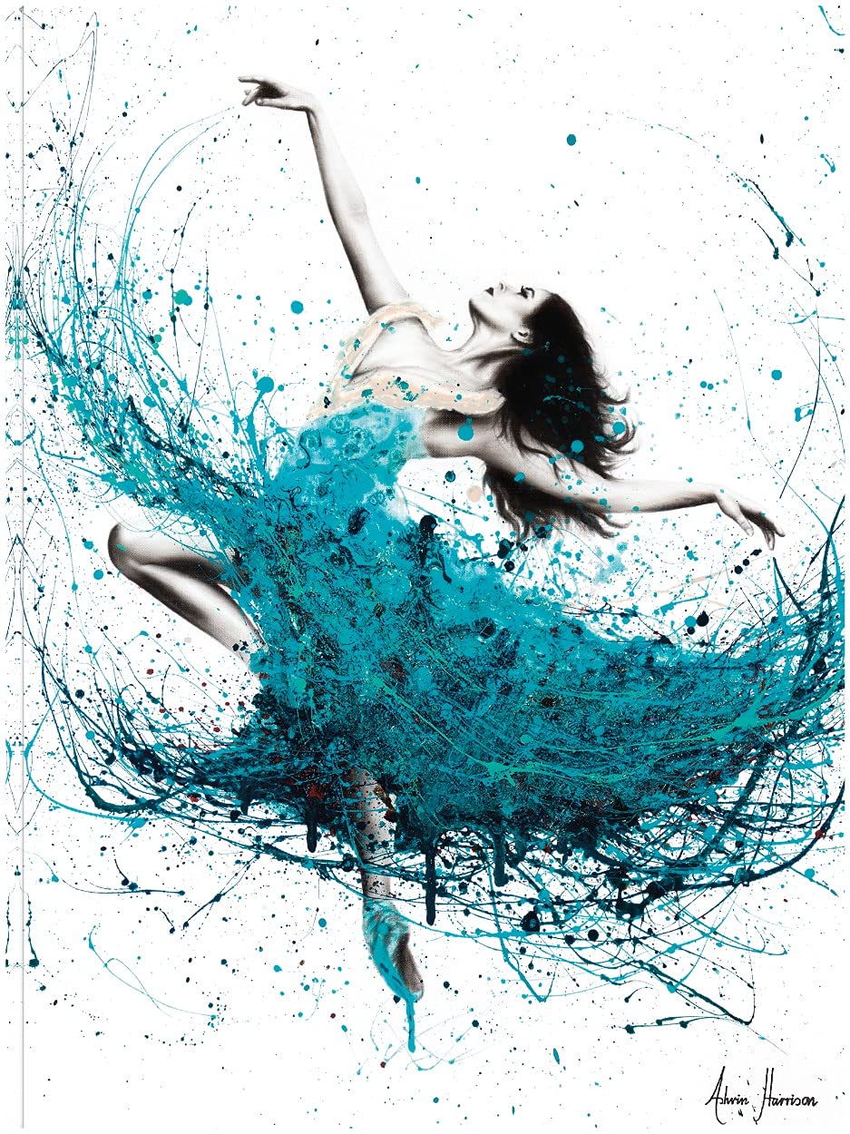 Ashvin Harrison Ballerina Waves Fine Art Canvas Wall Decor - 24x32 Inches - Ready to Hang Painting for Living Room, Bedroom, Office - Perfect for Home Decor, Housewarming Gifts & Interior Design