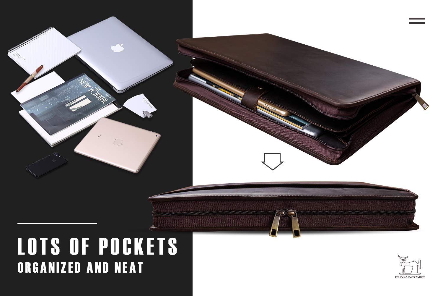 Personalized Leather Portfolio Padfolio for Men - Custom Engraved Gifts for Dad, Husband & Son - Dark Brown Leather Briefcase for Business Professionals - Perfect for Father's Day, Birthday & Office Use