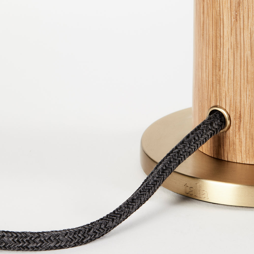 Stylish Oak Knuckle Table Lamp with Oval Shade - Dimmable to Warm Light for Bedroom, Living Room & Office Decor