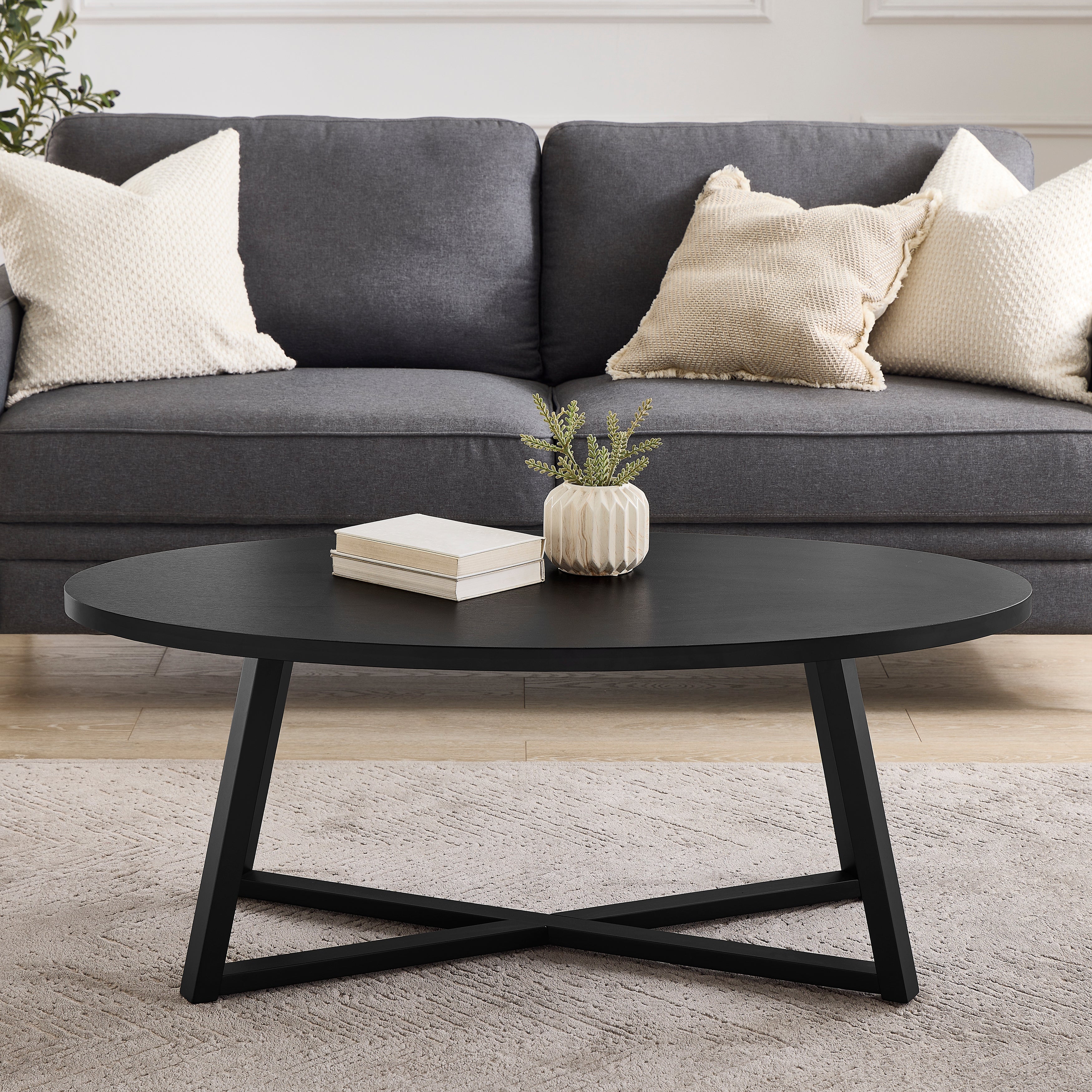 Modern Harmony Wood Oval Coffee Table - Roundhill Furniture - Stylish & Durable Living Room Centerpiece for Home Decor