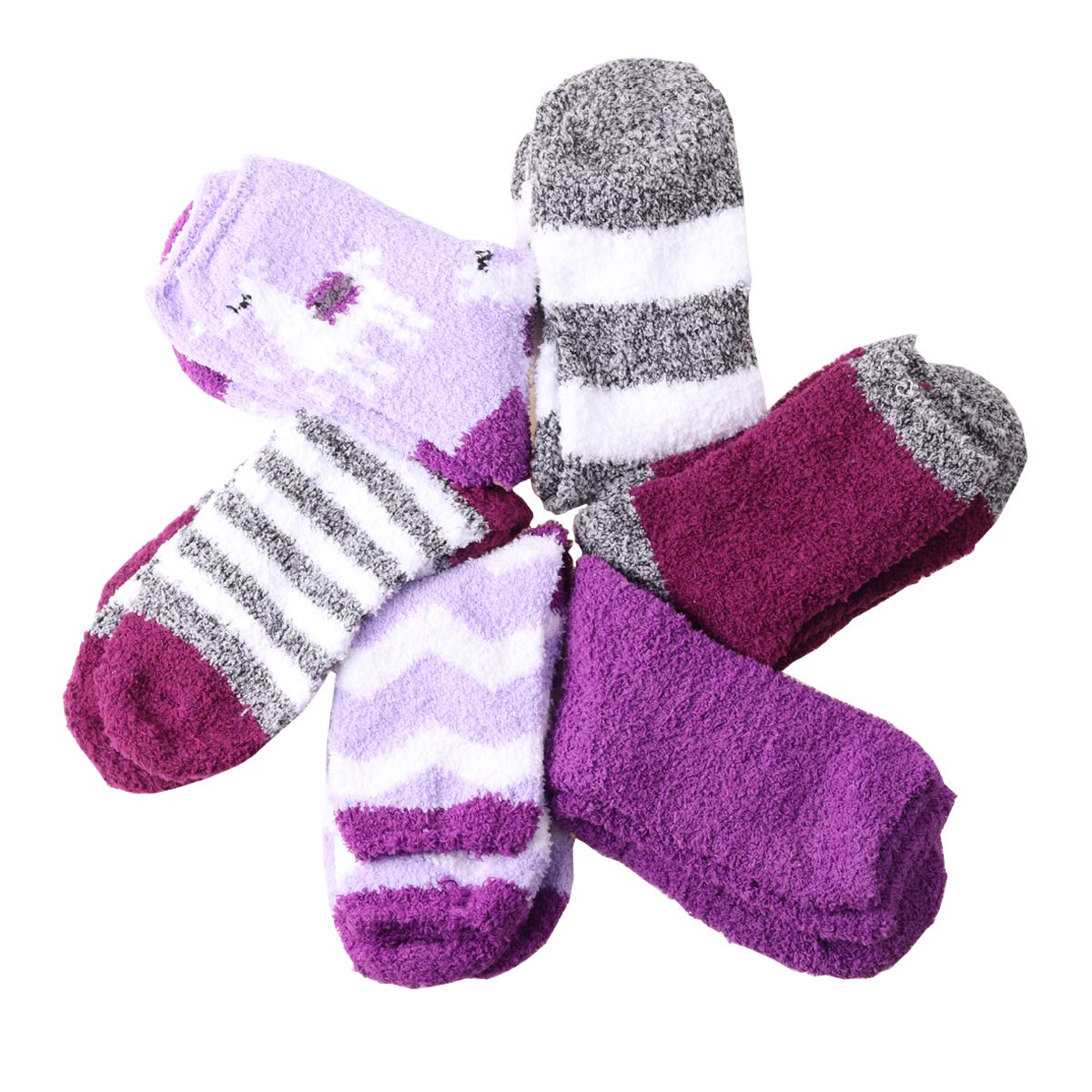 Women's Plush Slipper Socks - Cozy Warm Fuzzy Crew Socks for Winter, Soft Indoor House Shoes | Perfect for Lounging, Sleeping & Cold Weather Comfort
