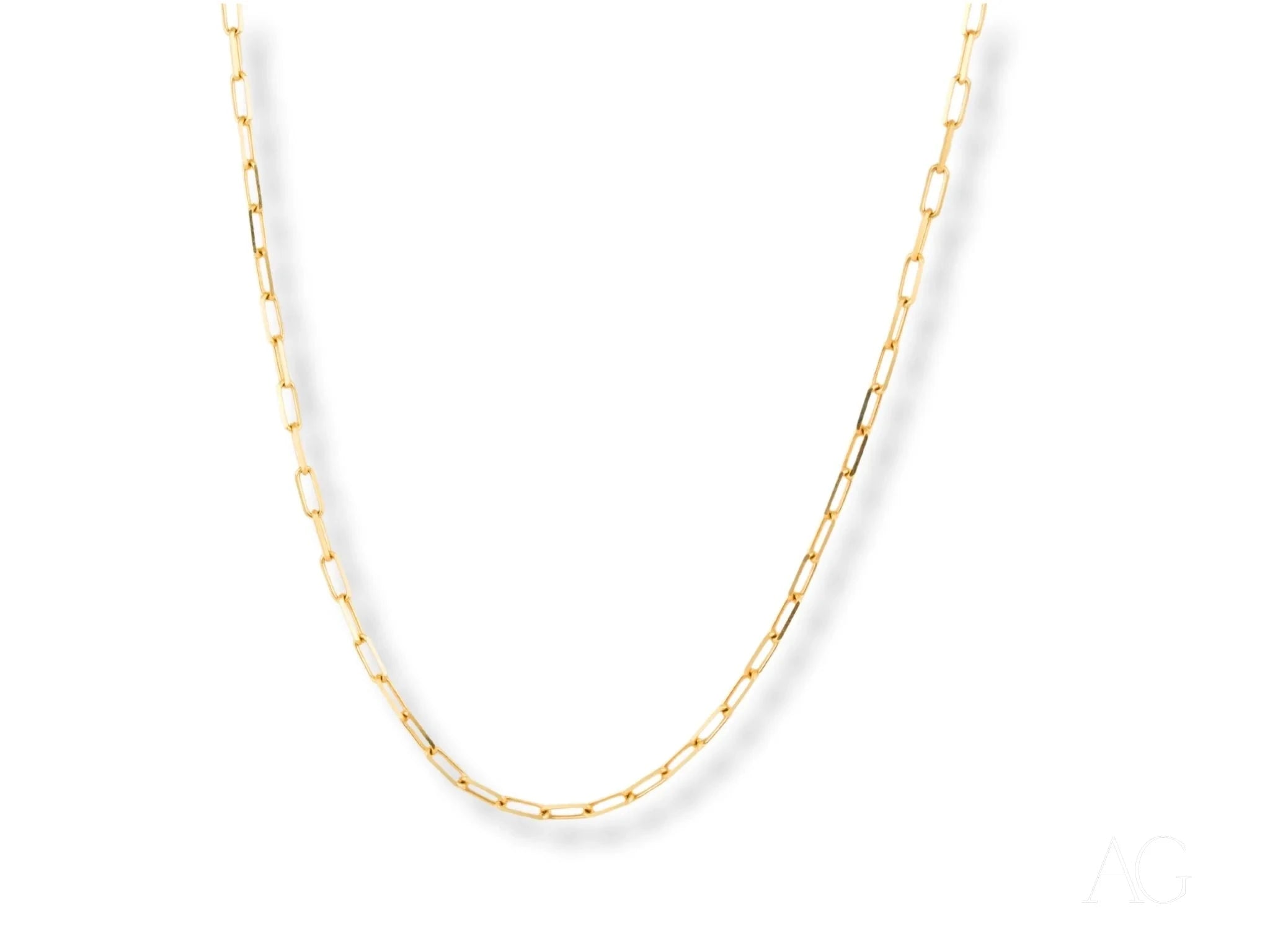 18K Yellow Gold Paperclip Link Chain Necklace for Women - Elegant & Durable Jewelry for Everyday Wear, Parties & Gifting