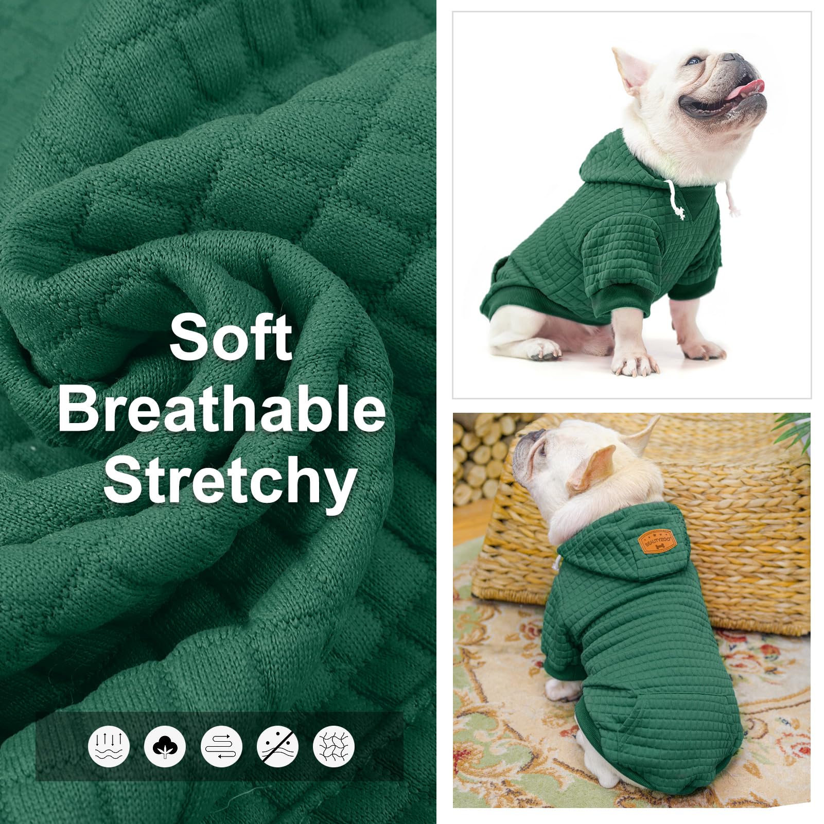 BEAUTYZOO Dog Hoodie for Small Medium Large Dogs - Warm Winter & Fall Dog Sweater with Pocket for Puppies, Bulldogs, Pitbulls & Cats - Cozy Pet Clothing for Boys & Girls - Perfect for Outdoor Walks & Indoor Lounging