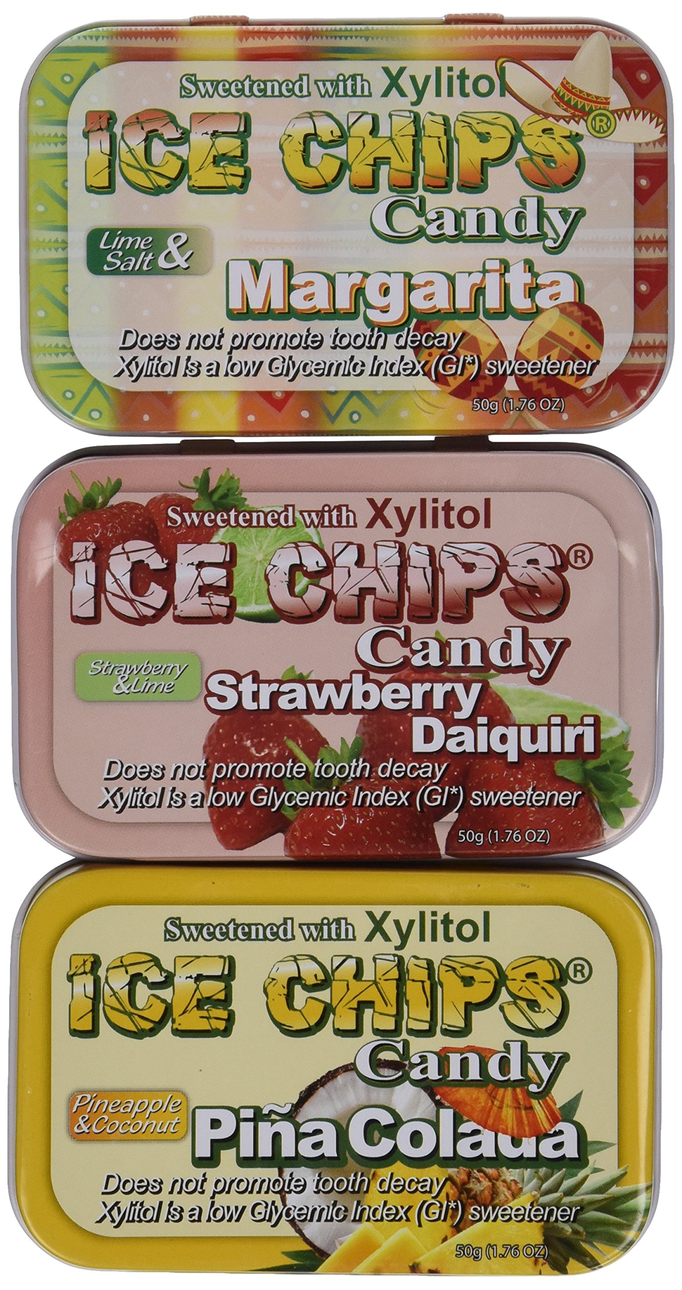 ICE CHIPS Xylitol Sugar-Free Candy - 6 Pack Party Tin Set | Healthy Sweet Treats for Diabetics & Keto Diet | Perfect for Office Snacks, Gift Baskets & Holiday Parties