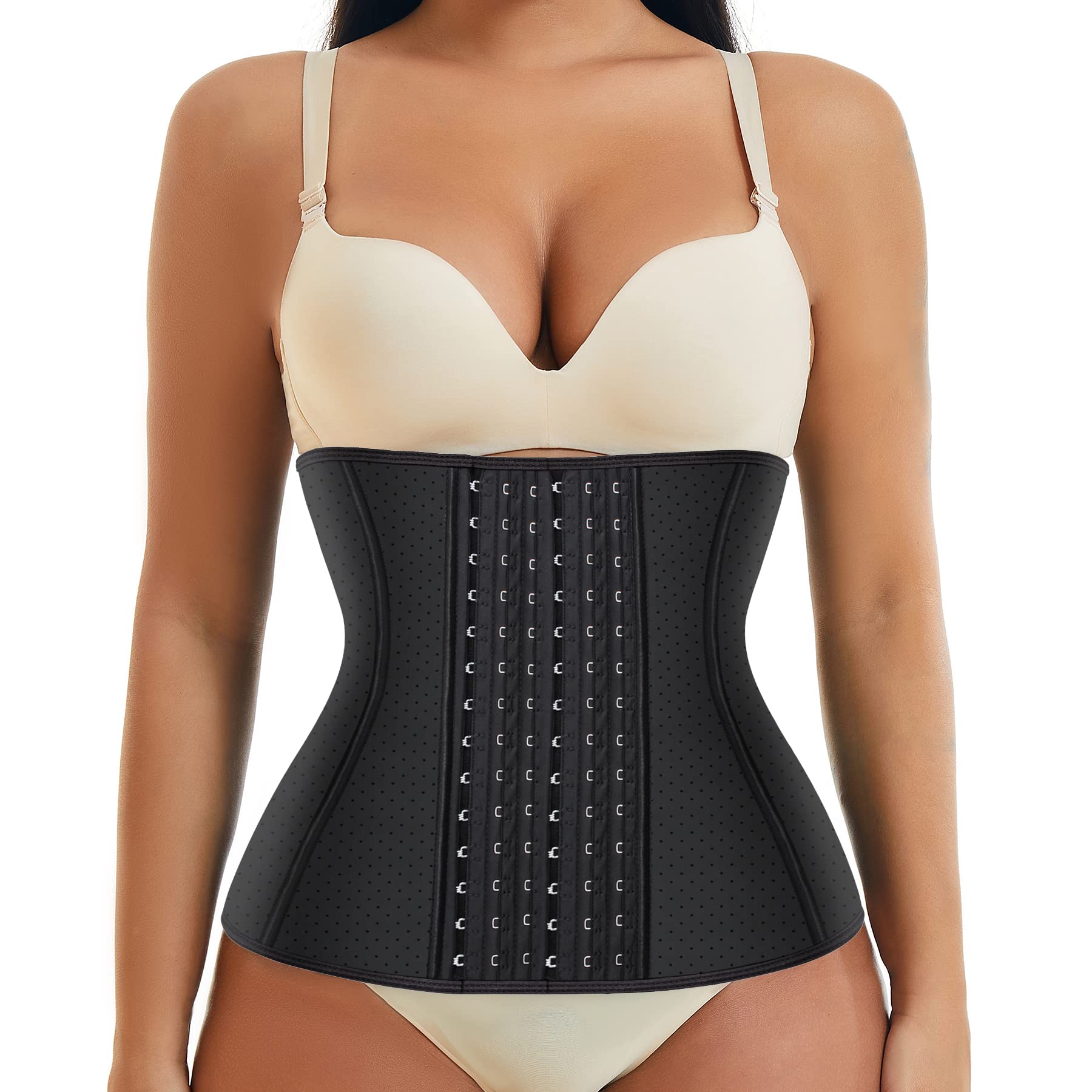 Premium Latex Waist Trainer Corset for Women - Steel Boned Body Shaper with Adjustable Extender | Tummy Control Girdle for Workout, Postpartum & Everyday Shapewear