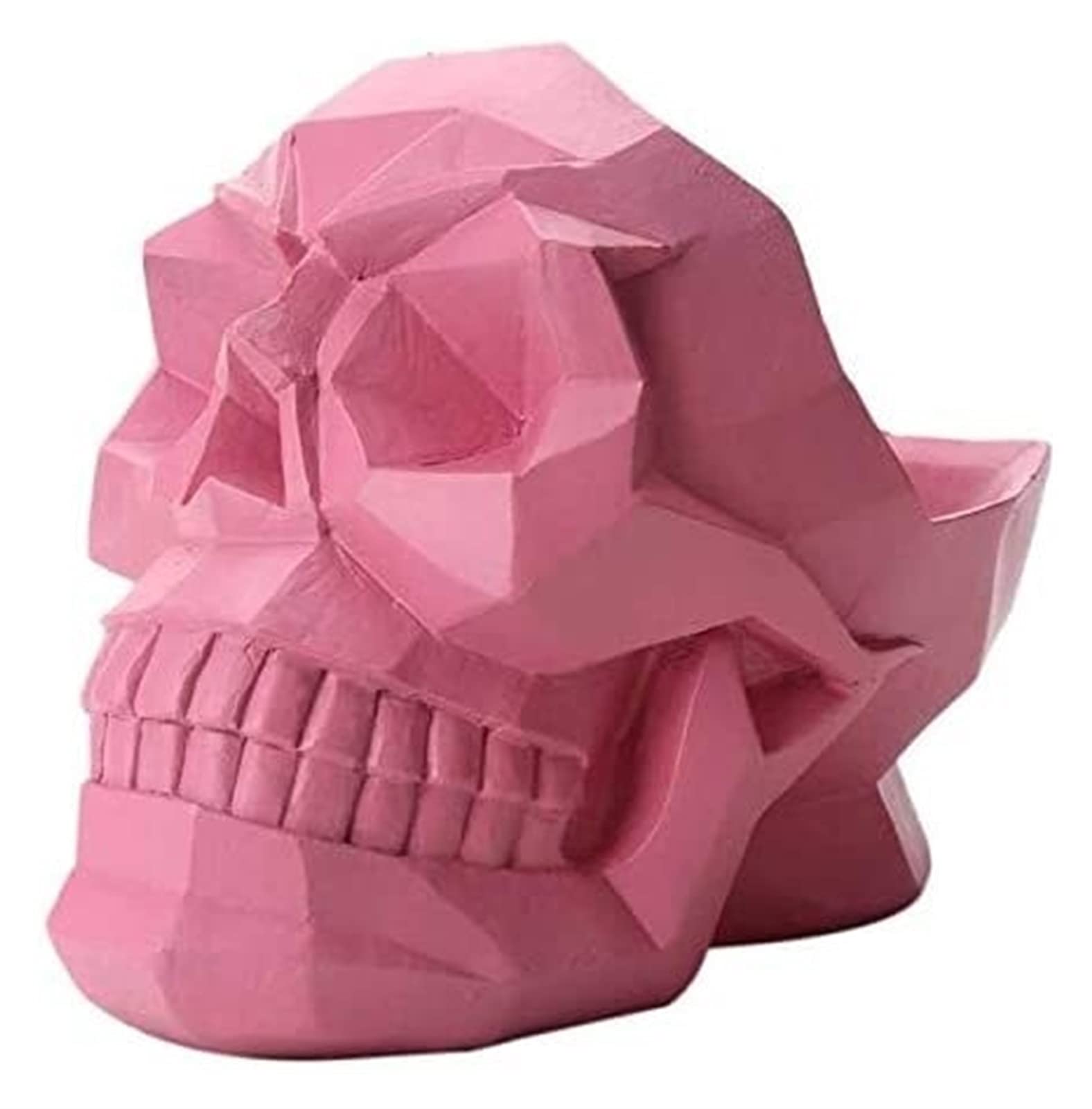 HAOKTSB 3D Skull Head Resin Storage Box - Pink Figurine Stationery Organizer for Home Office Decor | Gothic Home Decoration, Unique Gift Idea for Halloween & Desk Accessories