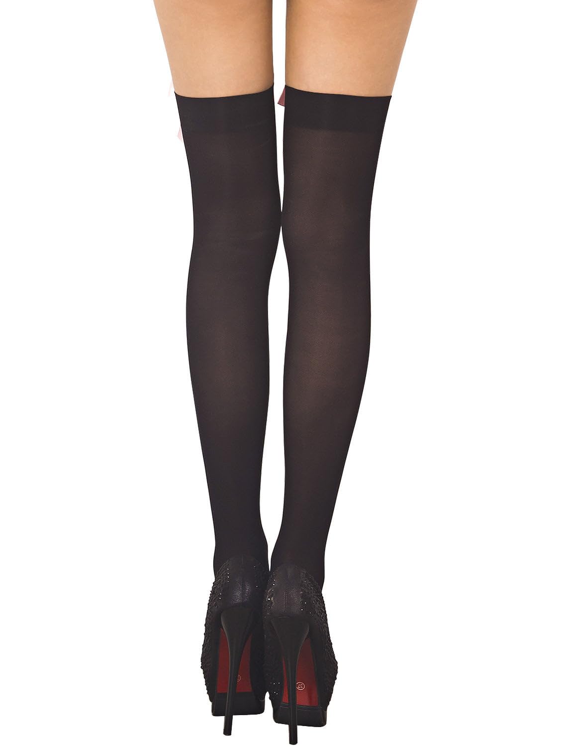 iB-iP Women's Punk Thigh High Stockings - Gothic Bones Print Seamless Hold-Up Socks for Cosplay, Halloween & Alternative Fashion Outfits