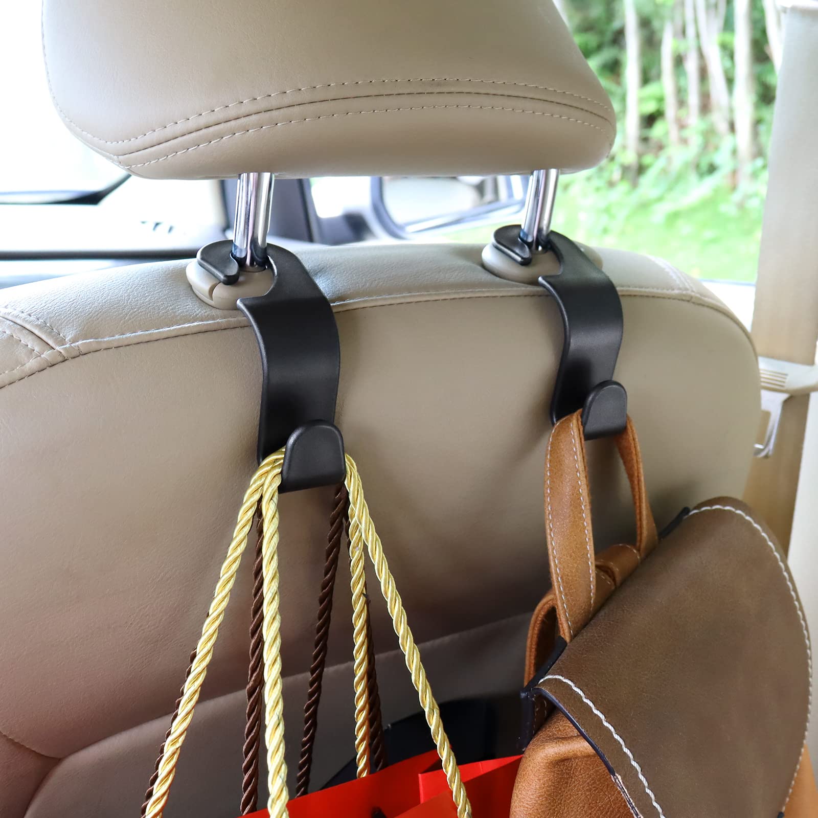 4 Pack Universal Car Seat Purse Hooks - Heavy Duty Auto Back Seat Organizer for Handbags, Coats & Accessories | Perfect for Travel, Shopping & Daily Commute