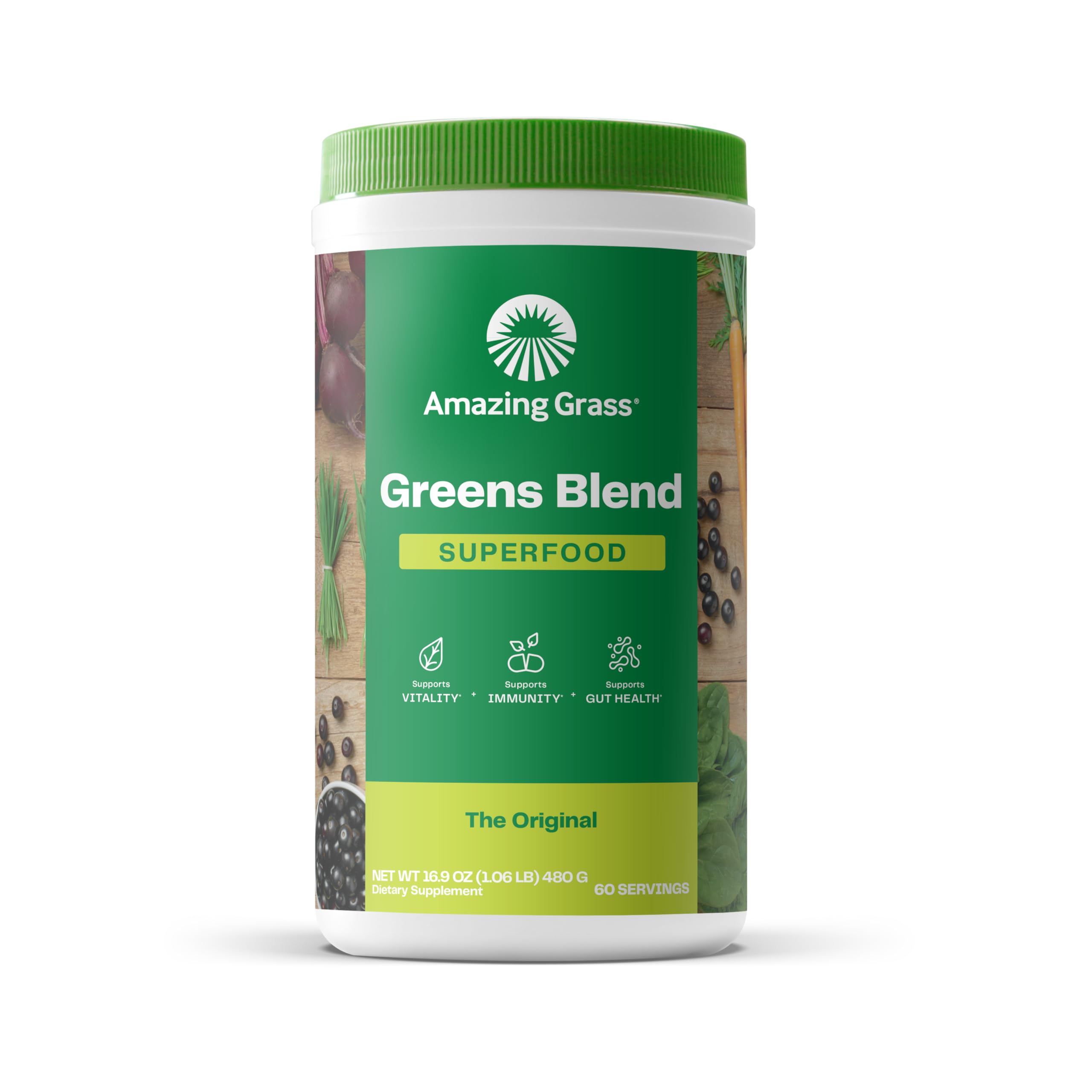 Organic Superfood Greens Powder with Digestive Enzymes & Probiotics - Spirulina, Chlorella, Beet Root - 60 Servings for Energy Boost & Gut Health - Perfect for Smoothies, Juices & Daily Wellness Routine