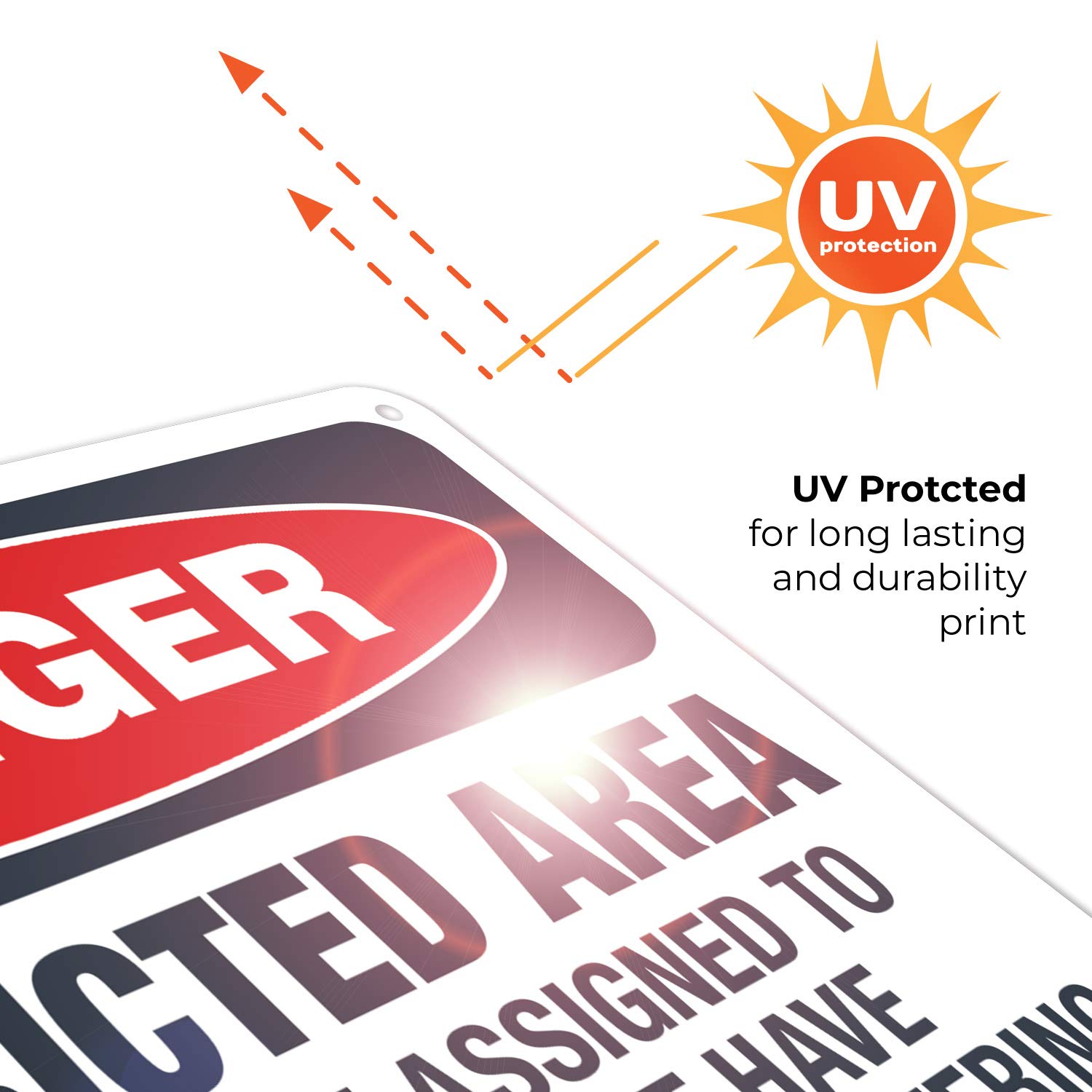 OSHA Danger Sign - Restricted Area Persons Not Assigned Must Have Permission - 10x7 Inches Rust-Free .040 Aluminum - Fade Resistant for Indoor/Outdoor Use - Made in USA - Perfect for Construction Sites, Warehouses & Industrial Facilities
