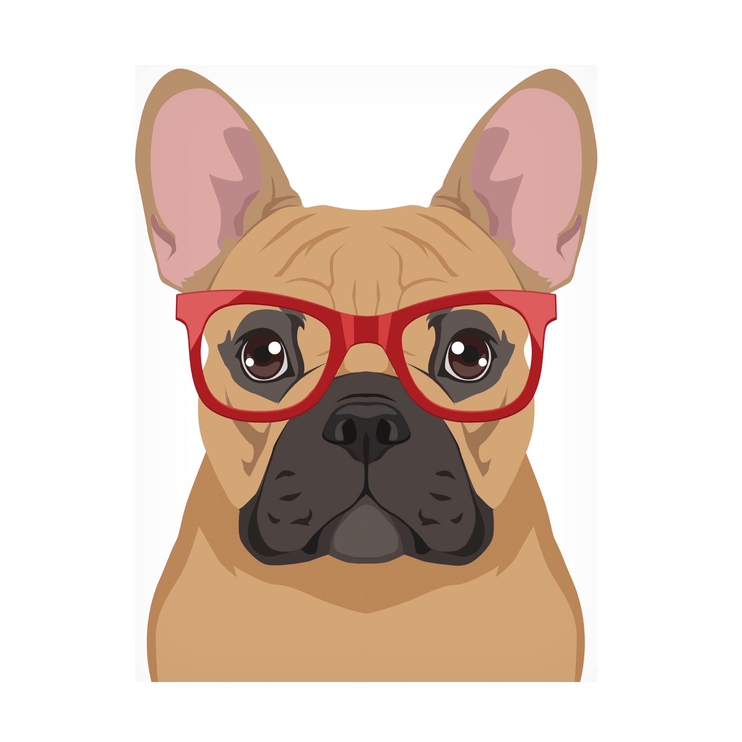 French Bulldog Wearing Hipster Glasses Canvas Wall Art - Modern Home Decor for Living Room, Bedroom & Office - Premium Trademark Fine Art Print by Furbaby Affiliates