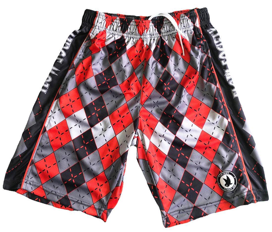 Boys Red & Grey Argyle Pattern Shorts for Kids - Comfortable Casual Wear for School, Play & Outdoor Activities