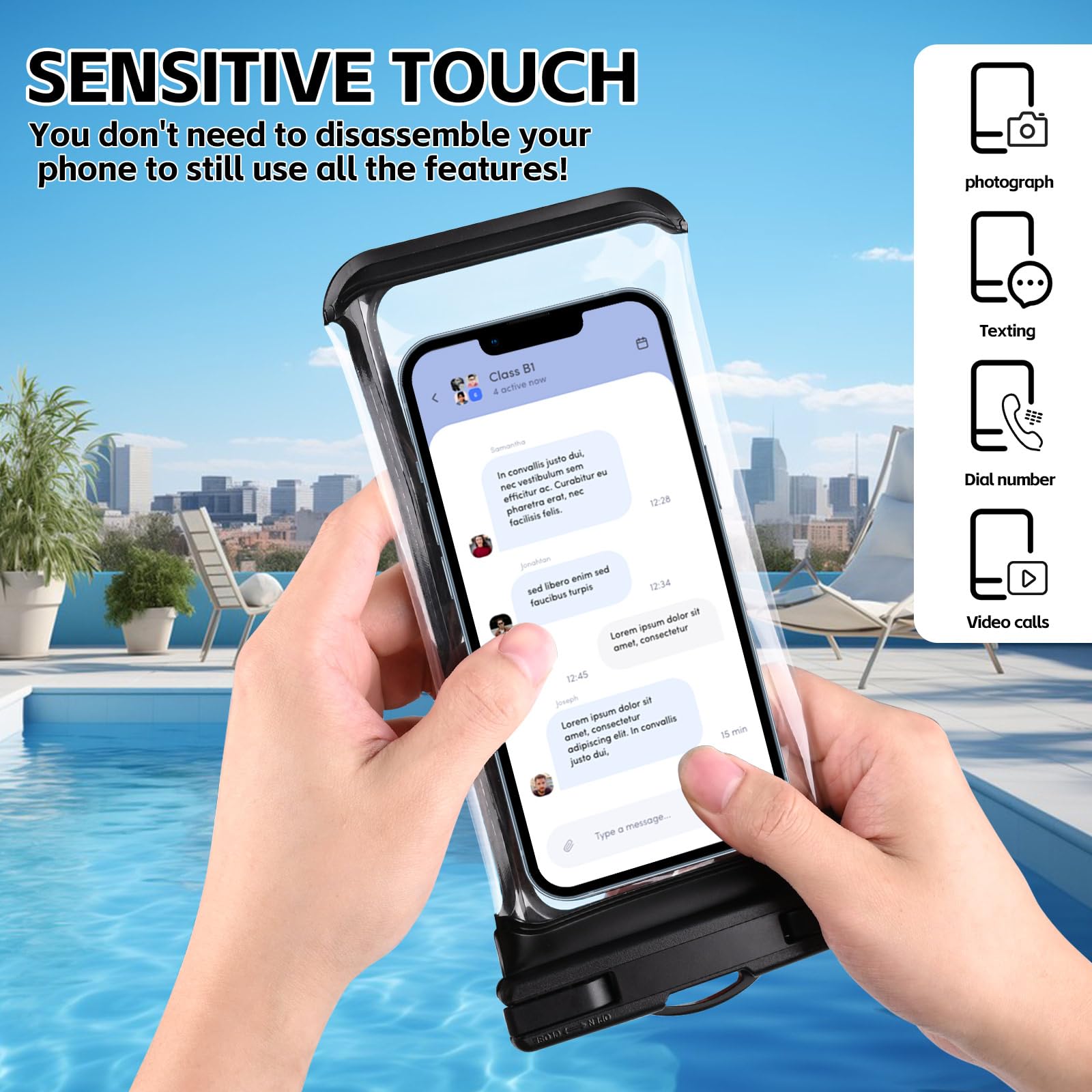 HAISSKY Waterproof Phone Pouch IPX8 - 3D Seamless Design Underwater Swimming Case for iPhone 15 14 13 12 11 Pro Max Plus & Galaxy S23 S22 S21 S20 (Fits up to 7