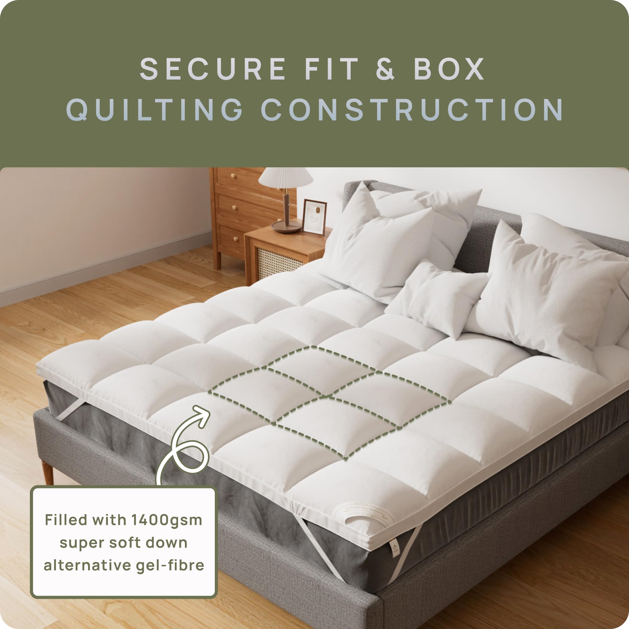Cooling Twin XL Mattress Topper for College Dorm - Soft Pillow Top Pad & Protector with Adjustable Straps (6